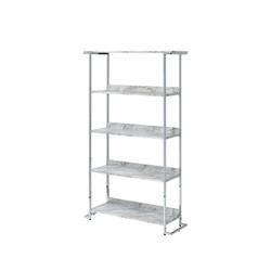 Picture of Acme Furniture 92937 62 x 12 x 36 in. Visage Rectangle Bookshelf&#44; White Printed Faux Marble & Chrome