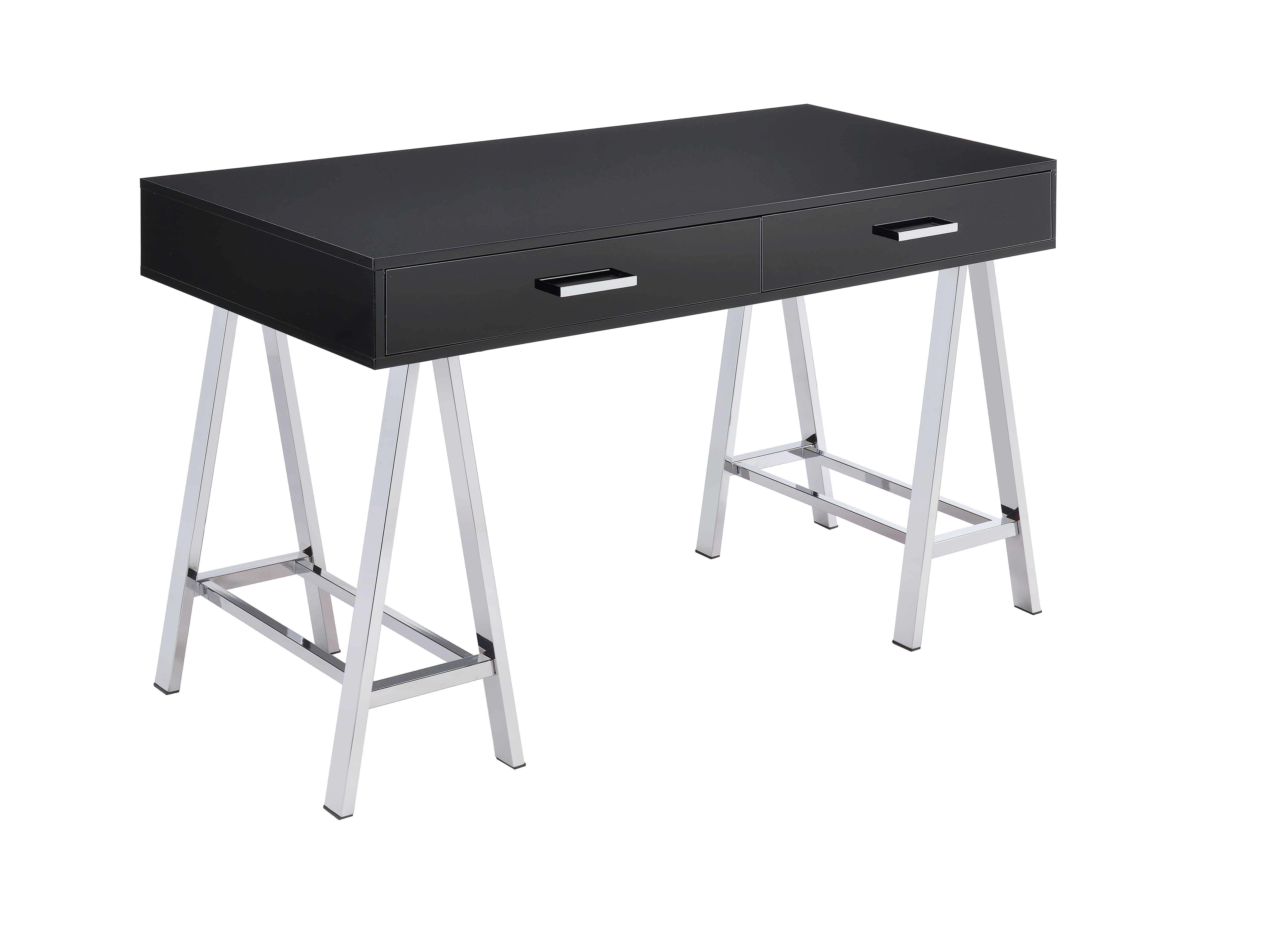 Picture of Acme Furniture 93045 32 x 22 x 54 in. Coleen 2 Drawer Rectangle Desk&#44; Black High Gloss & Chrome