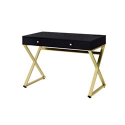 Picture of Acme Furniture 93050 31 x 24 x 42 in. Coleen 2 Drawer Rectangle Desk&#44; Black & Brass