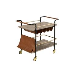 Picture of Acme Furniture 98417 30 x 17 x 33 in. Naude Square Serving Cart&#44; Natural&#44; Gold & Black