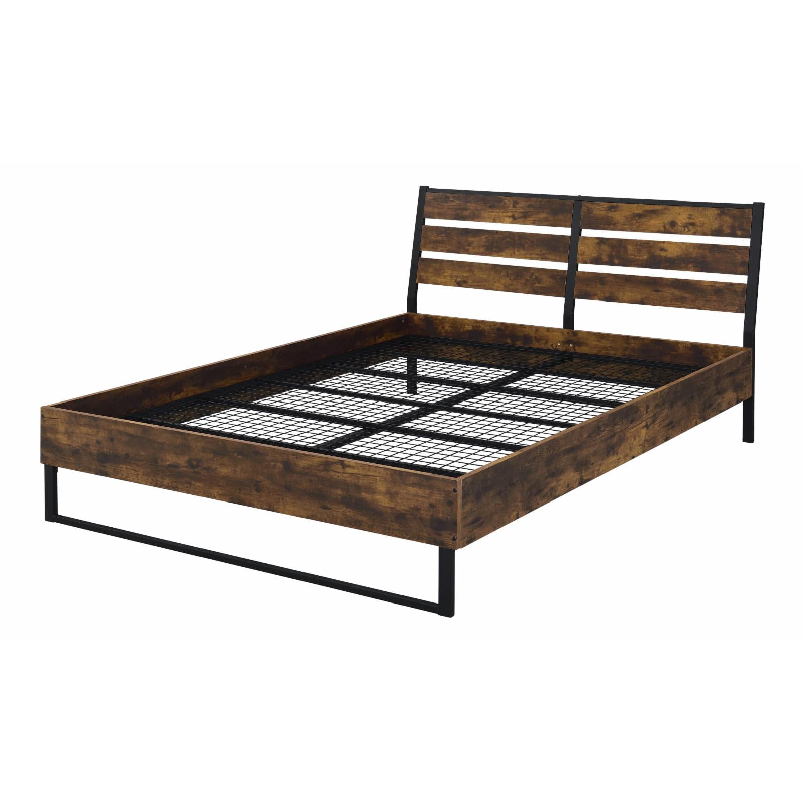 Picture of Acme Furniture 24250Q 38 x 62 x 83 in. Juvanth Composite Wood Bed&#44; Rustic Oak & Black - Queen Size
