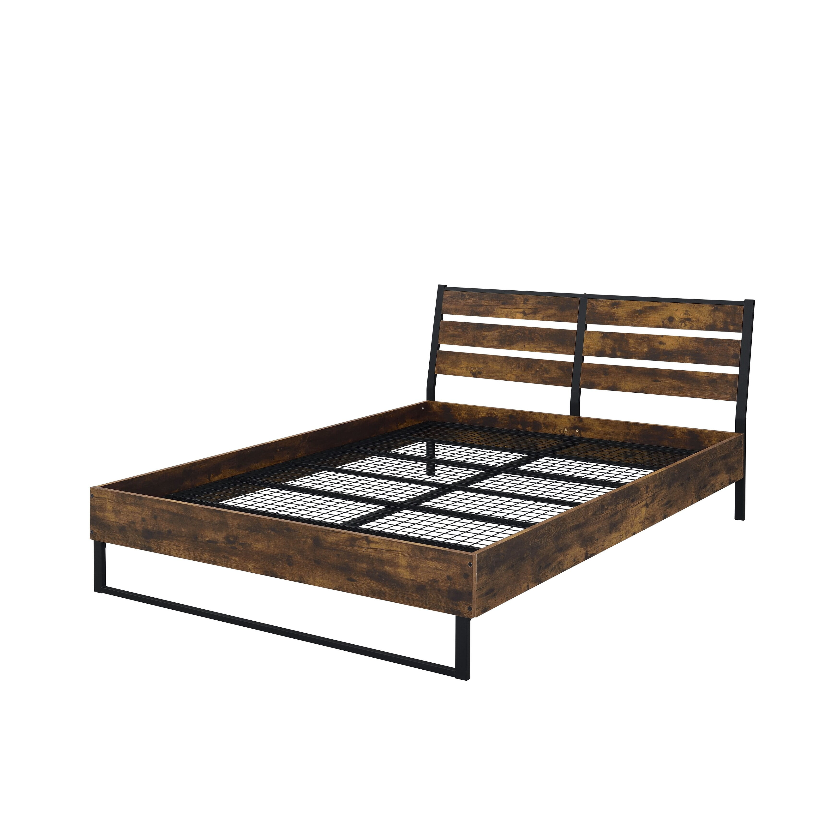 Picture of Acme Furniture 24247EK 38 x 78 x 83 in. Juvanth Eastern Wood Bed&#44; Rustic Oak & Black - King Size