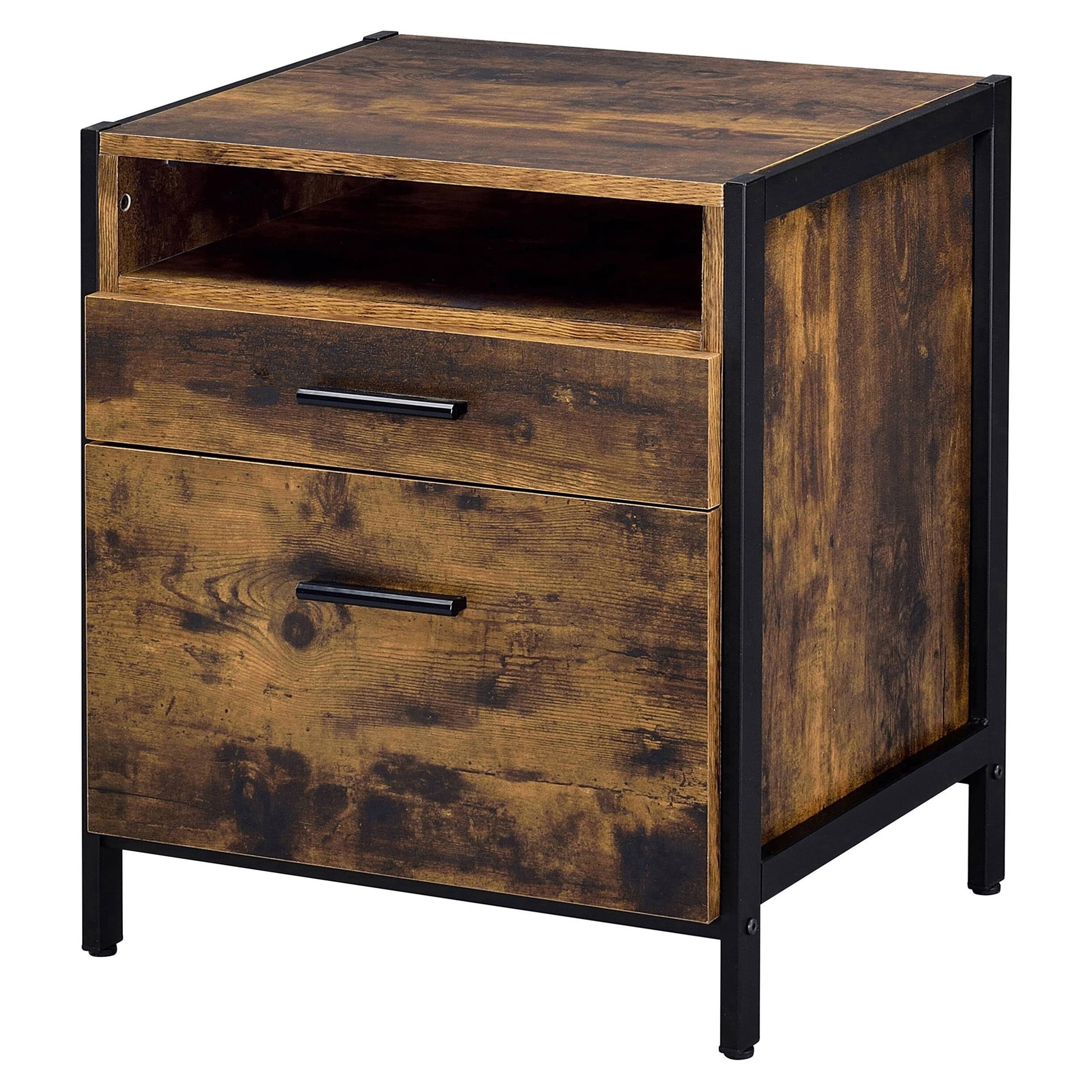 Picture of Acme Furniture 24263 23 x 16 x 20 in. Juvanth Composite Wood Nightstand&#44; Rustic Oak & Black
