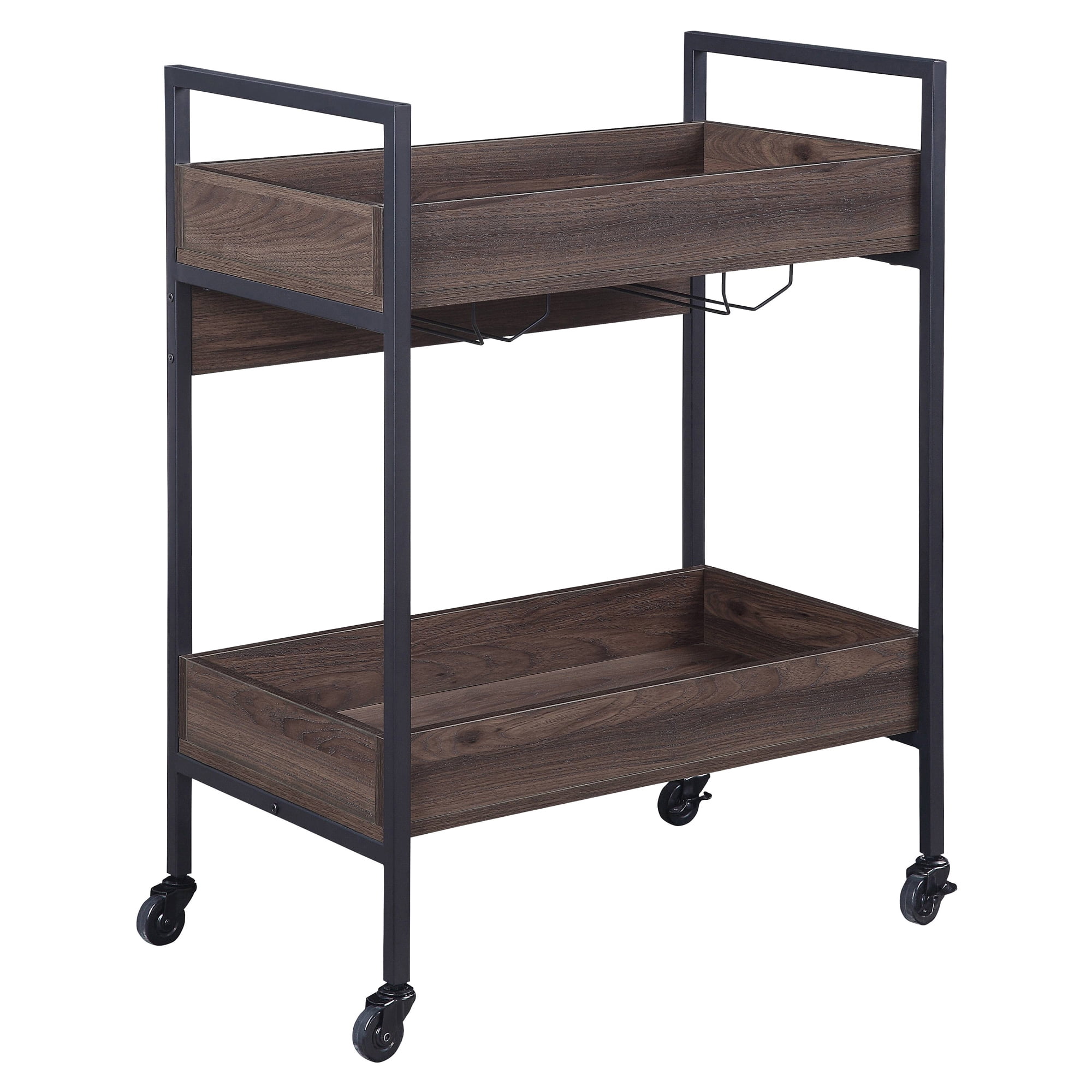 36 x 17 x 28 in. Jerrick Island Kitchen Cart, Walnut & Black -  FurnOrama, FU2743459