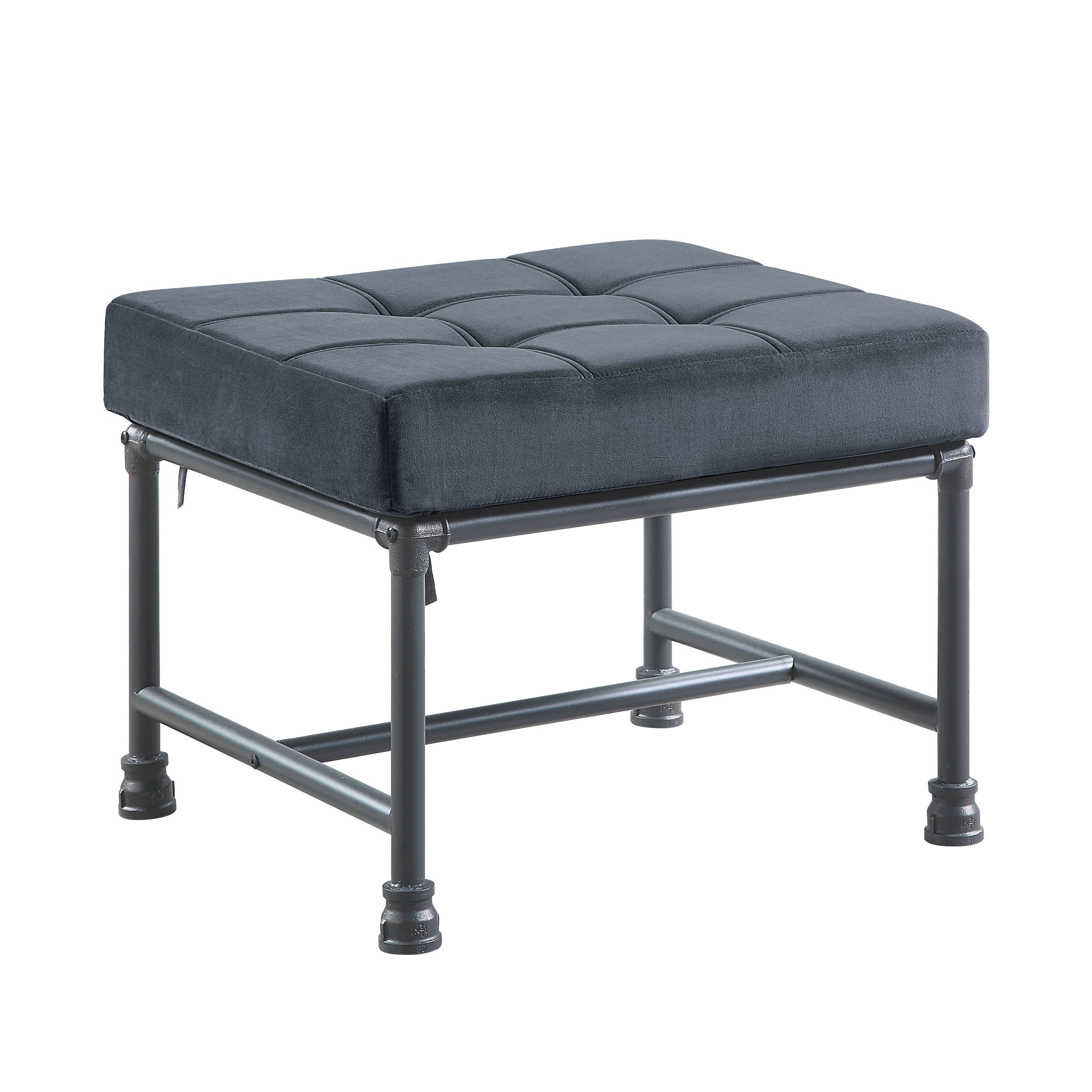 Picture of Acme Furniture AC00427 19 x 22 x 24 in. Brantley Metal Ottoman&#44; Gray Velvet & Sandy Gray