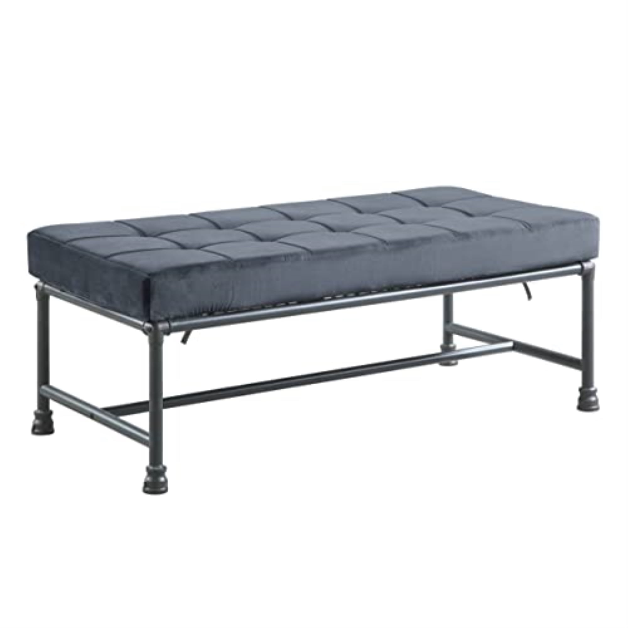 Picture of Acme Furniture AC00428 18 x 24 x 48 in. Brantley Metal Bench&#44; Gray Velvet & Sandy Gray