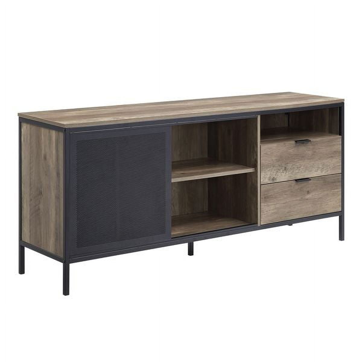 Picture of Acme Furniture LV00405 28 x 16 x 63 in. Nantan TV Stand&#44; Rustic Oak & Black