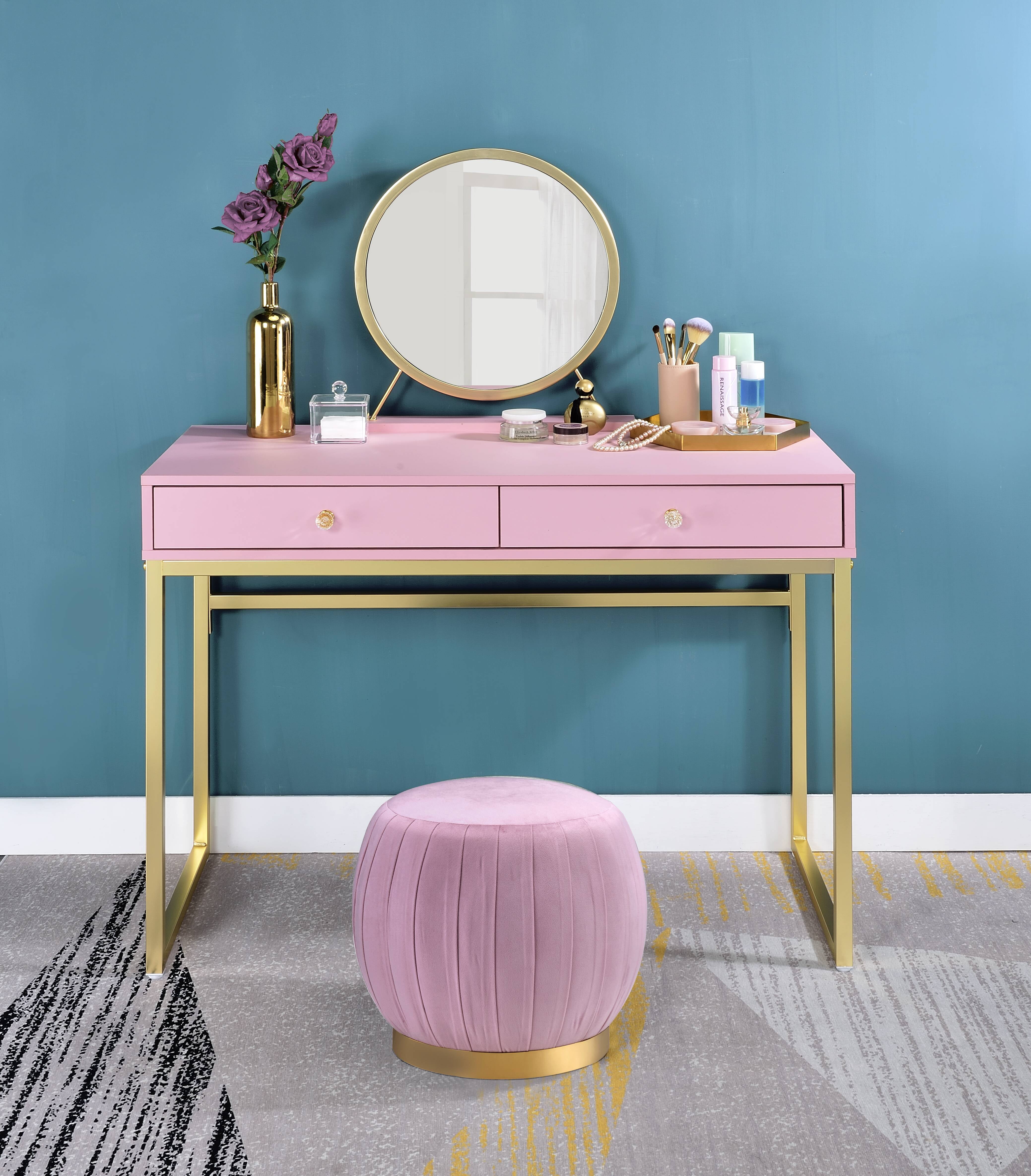 Picture of ACME Furniture AC00668 42 x 20 x 48 in. Bedroom Coleen Vanity Desk&#44; Pink & Gold
