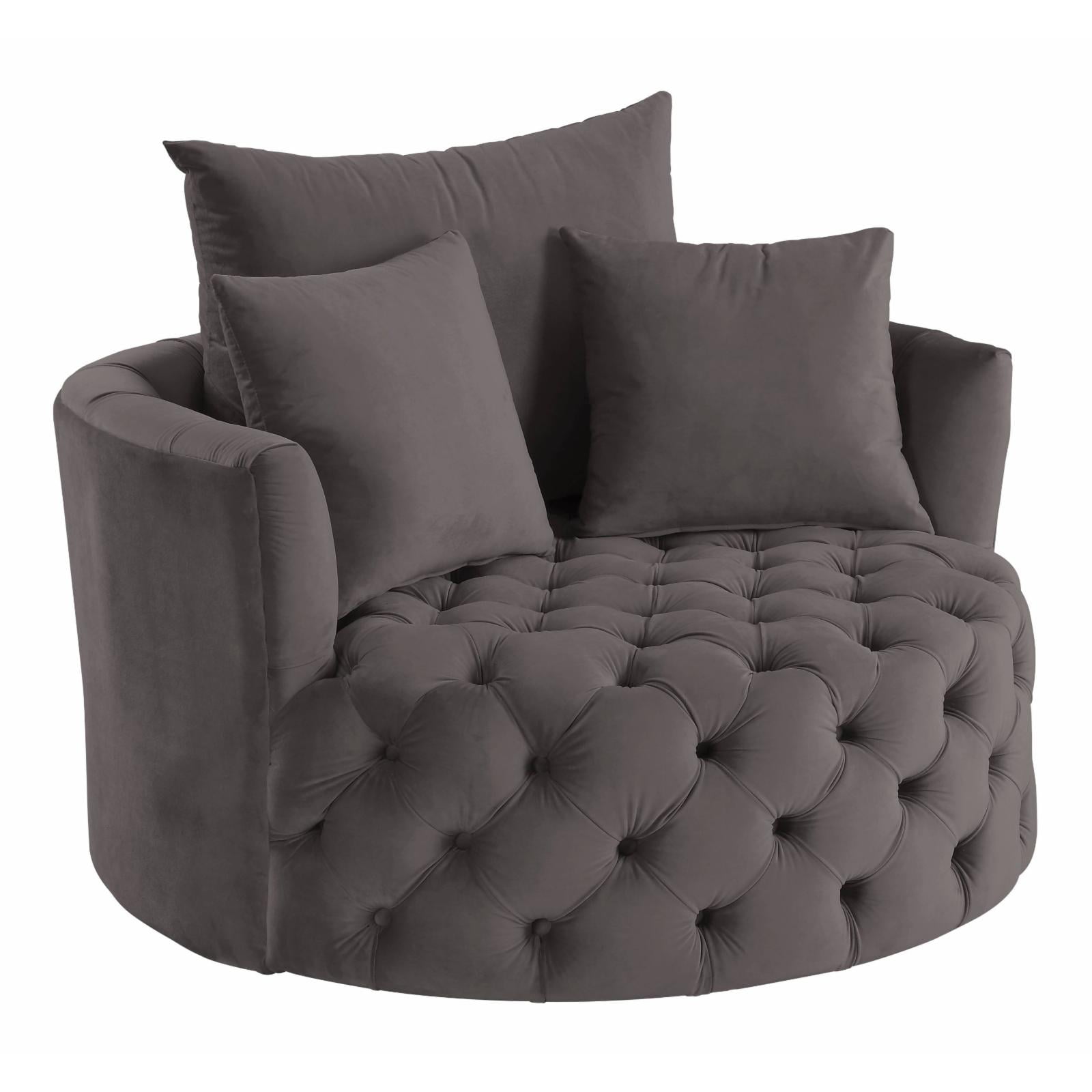 Picture of Acme Furniture AC00292 43 x 43 x 26 in. Zunyas Accent Chair with Swivel, Gray Velvet