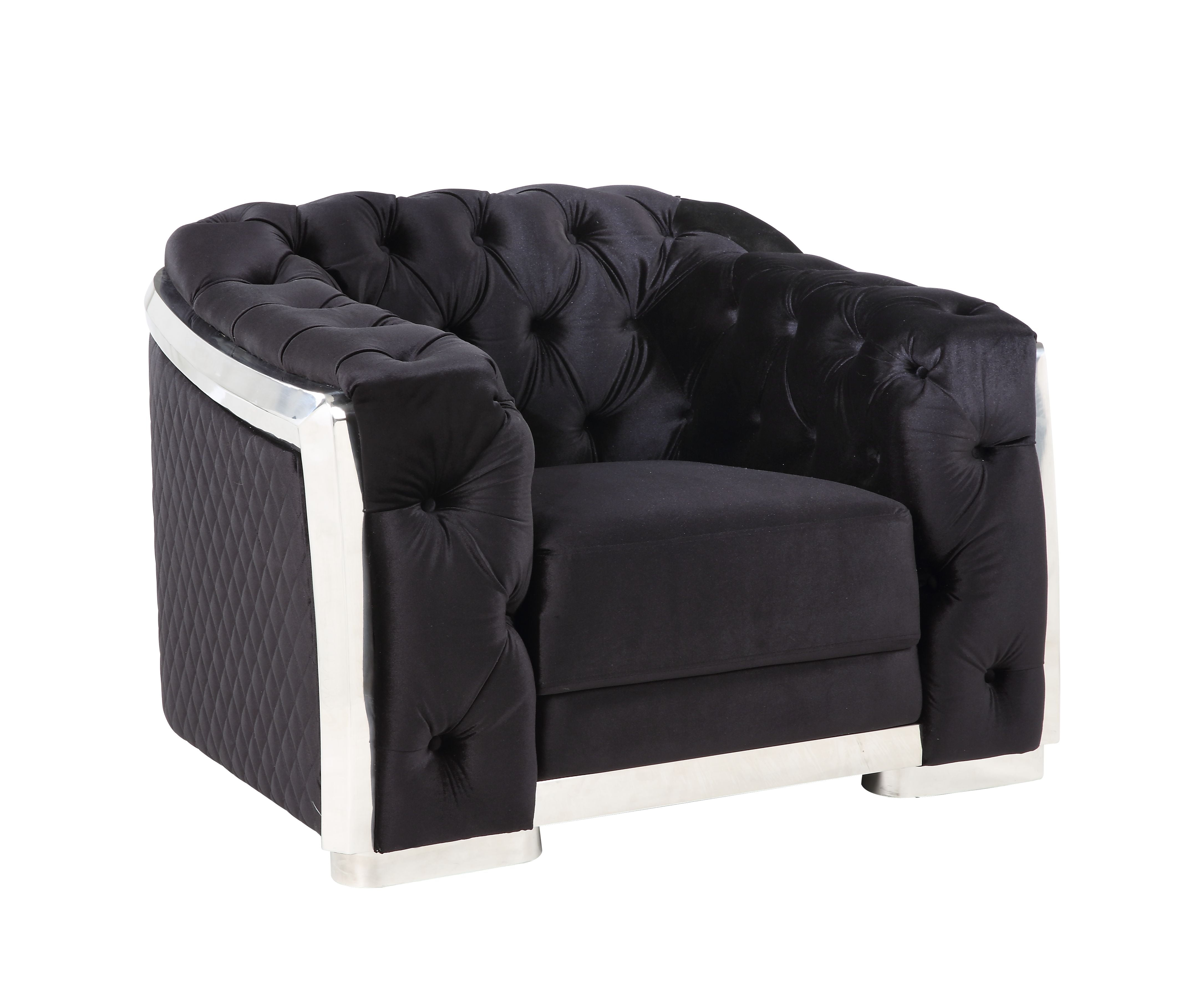 Picture of Acme Furniture LV00298 44 x 35 x 32 in. Pyroden Accent Chair&#44; Black Velvet & Chrome