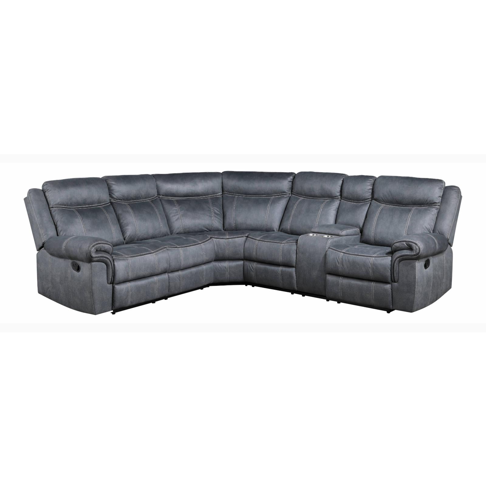 131 x 38 x 41 in. Dollum Sectional Sofa, 2-Tone Gray Velvet - Acme Furniture LV00398