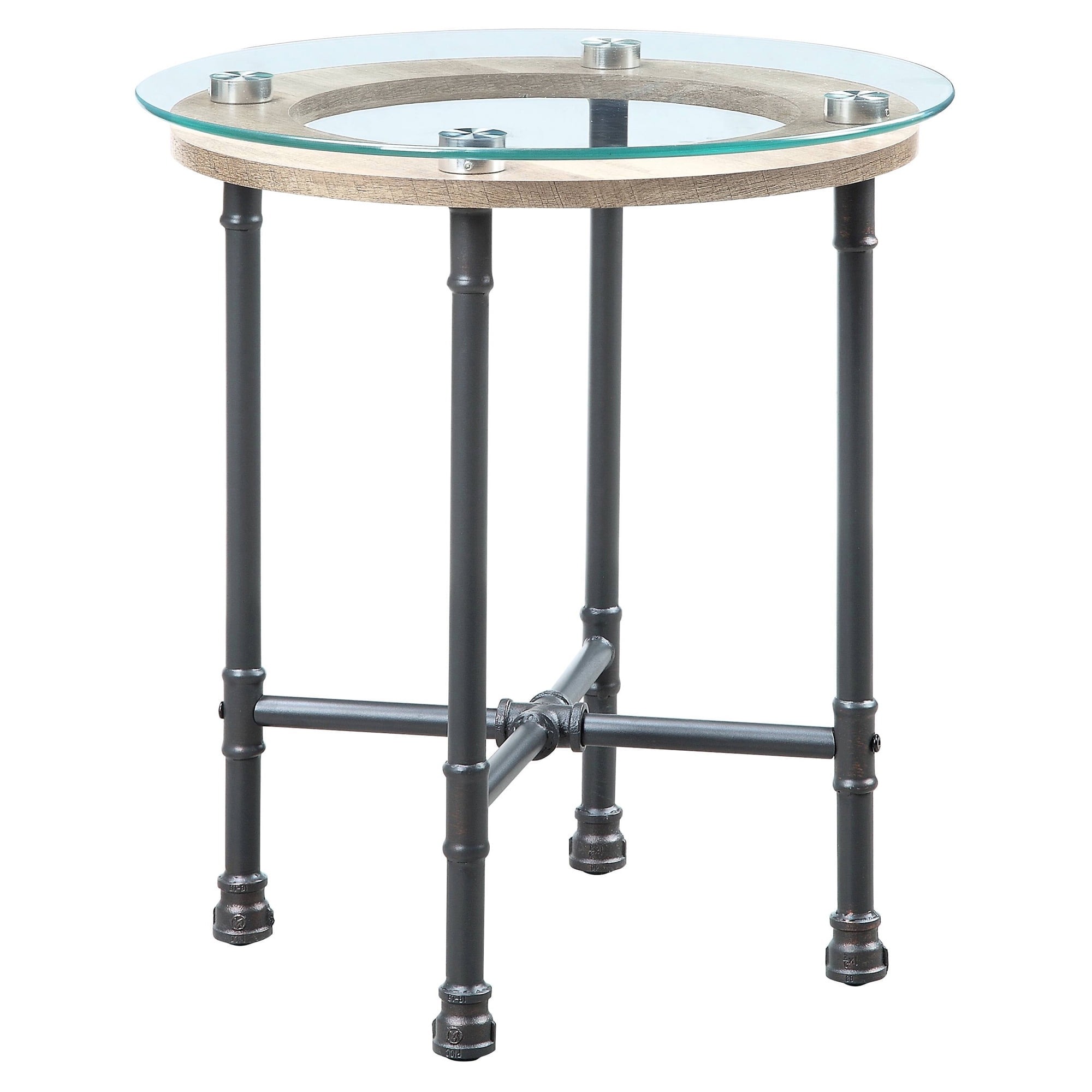 Picture of Acme Furniture LV00436 22 x 22 x 24 in. Brantley End Table&#44; Clear Glass & Sandy Gray
