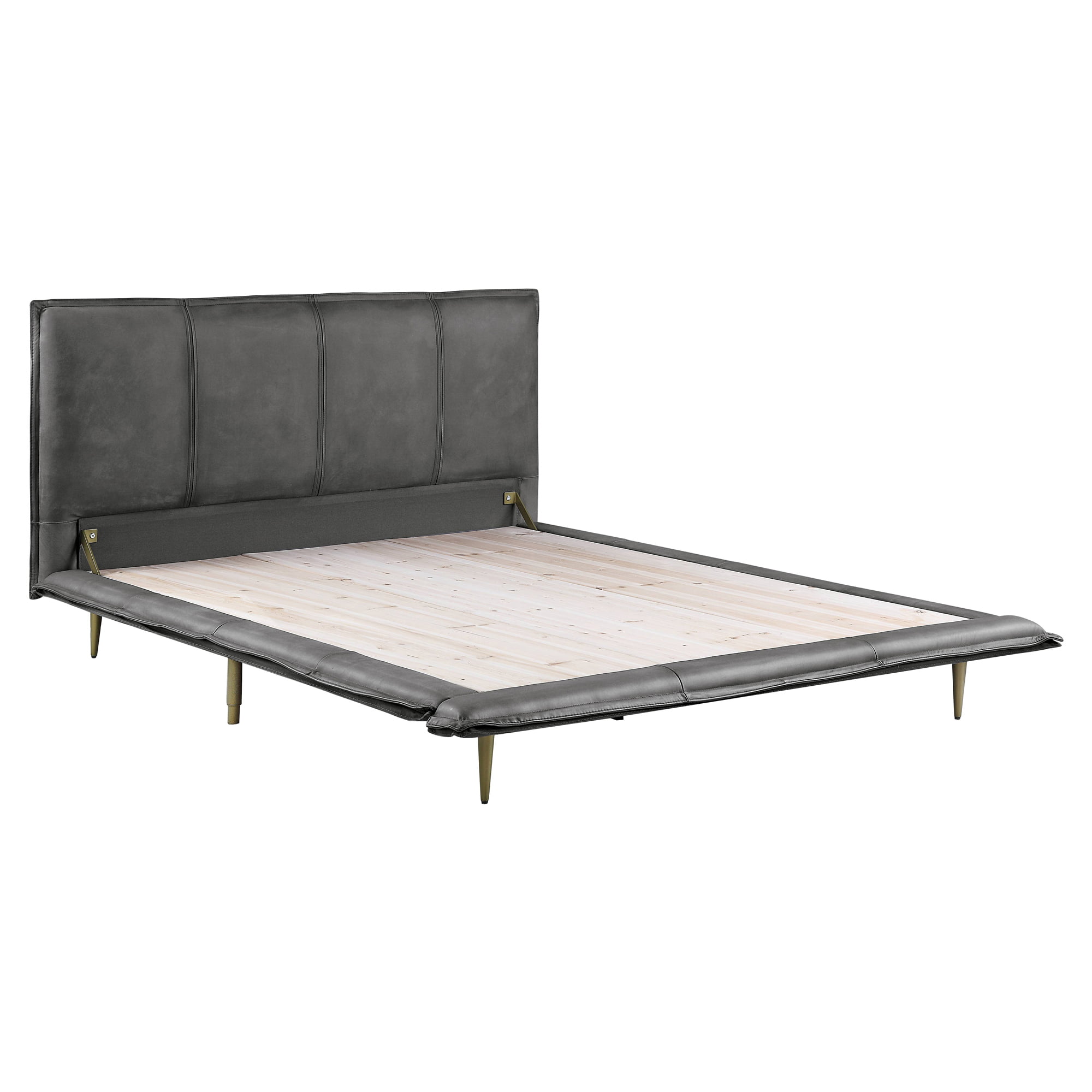 Picture of Acme Furniture BD00558EK 90 x 90 x 41 in. Metis Eastern Bed, Gray Top Grain Leather - King Size