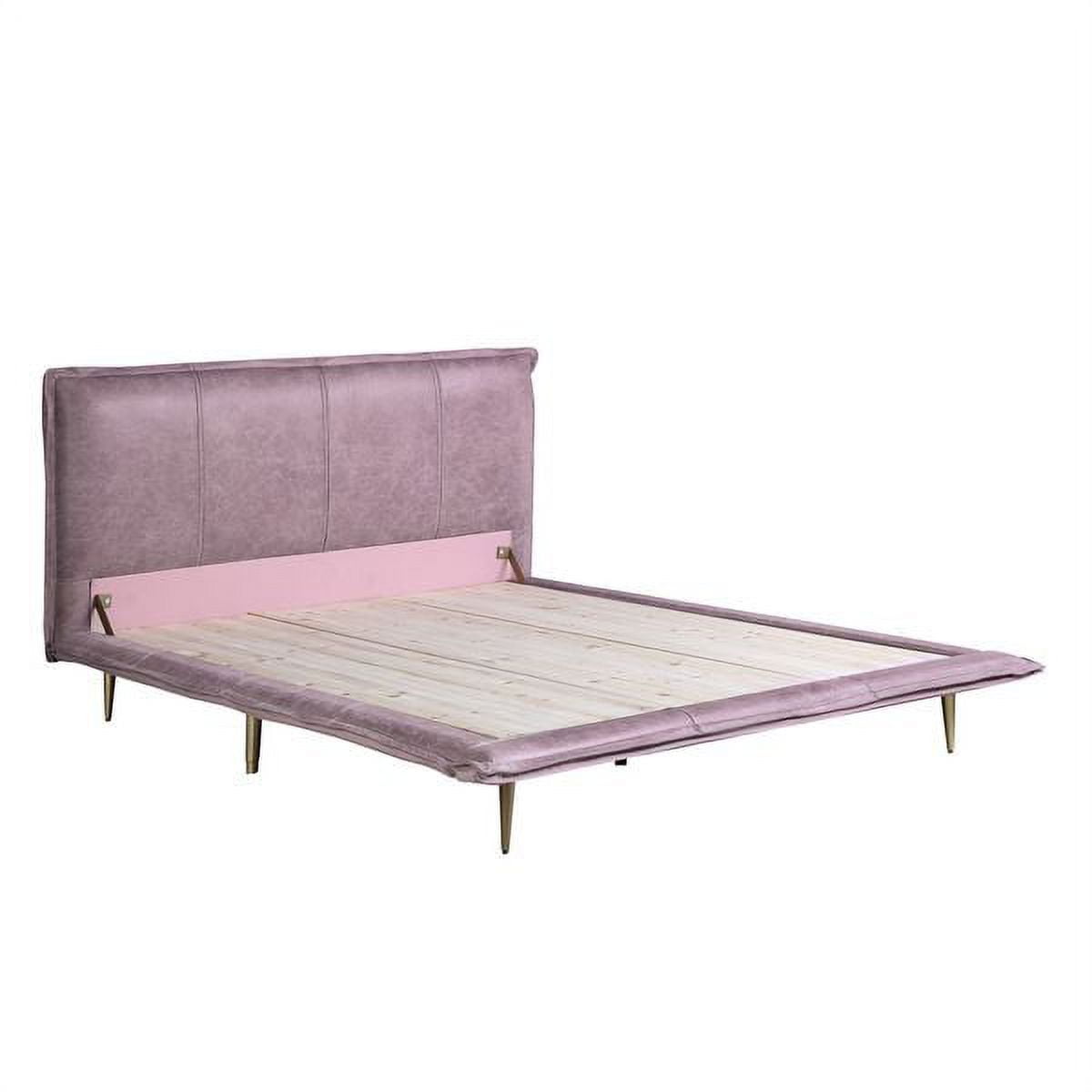 Picture of Acme Furniture BD00560EK 90 x 90 x 41 in. Metis Eastern Bed, Pink Top Grain Leather - King Size