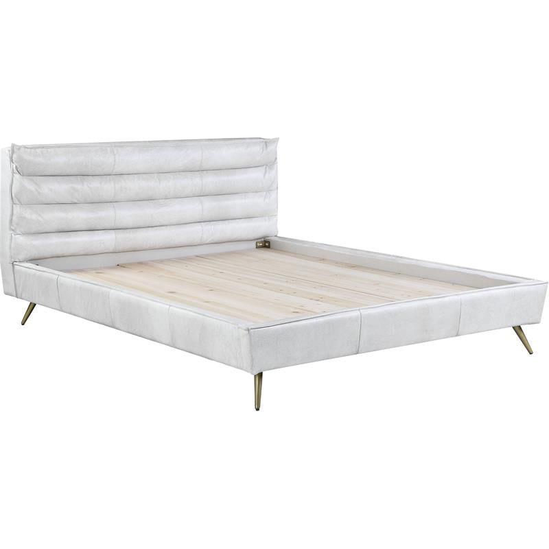 Picture of Acme Furniture BD00564EK 92 x 84 x 38 in. Doris Eastern Bed, Vntage White Top Grain Leather - King Size