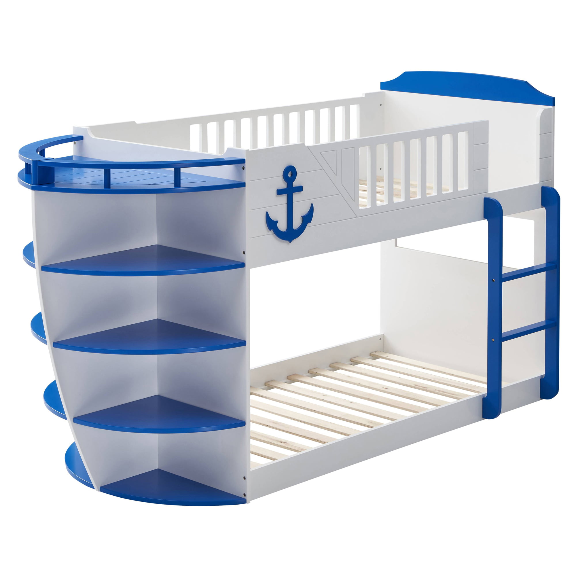 Picture of Acme Furniture BD00577 100 x 41 x 57 in. Neptune Bunk Bed with Storage Shelves, Sky Blue - Twin Size
