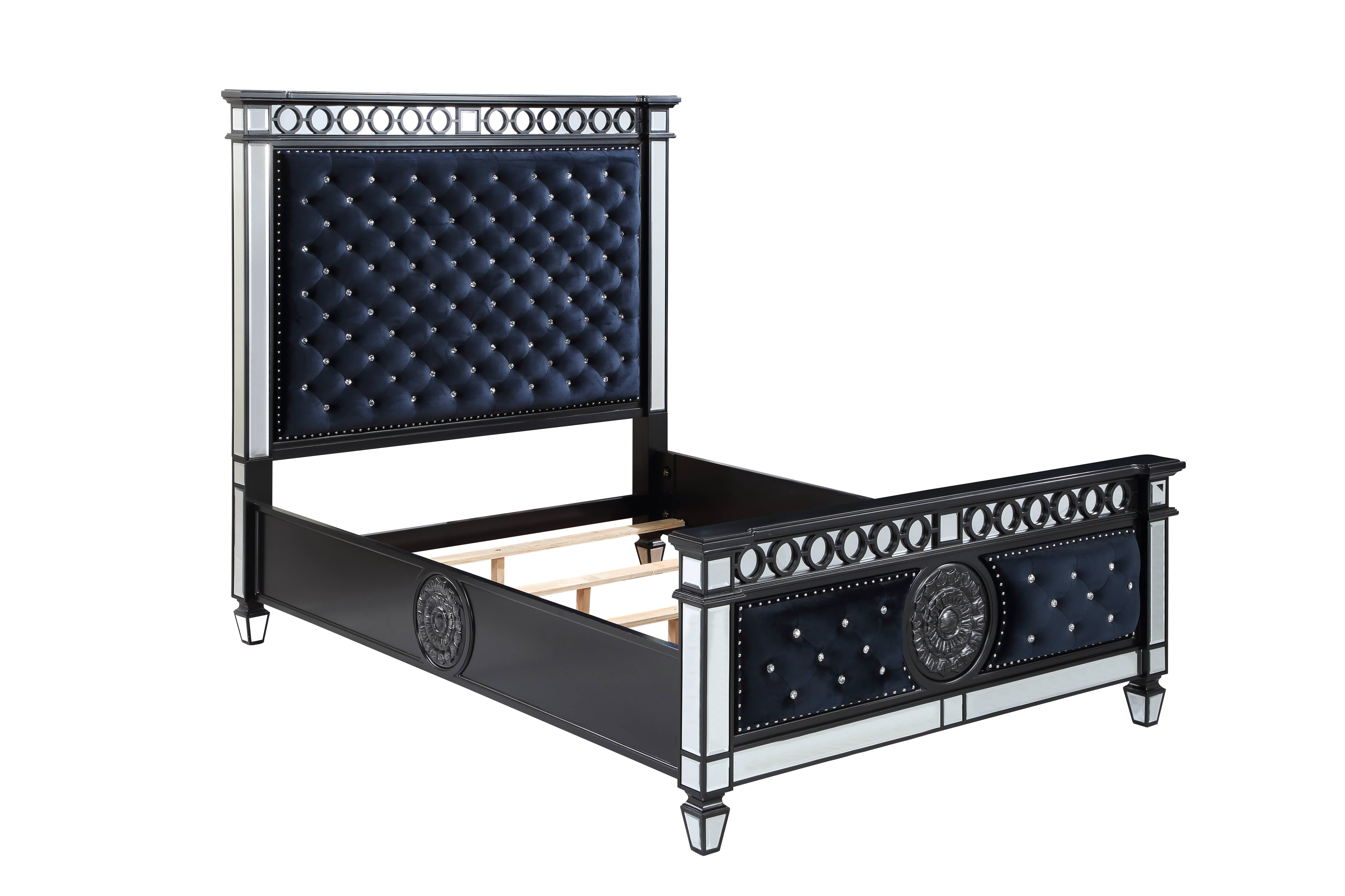 Picture of Acme Furniture BD00583EK Varian II Eastern King Size Bed&#44; Black Velvet & Sliver