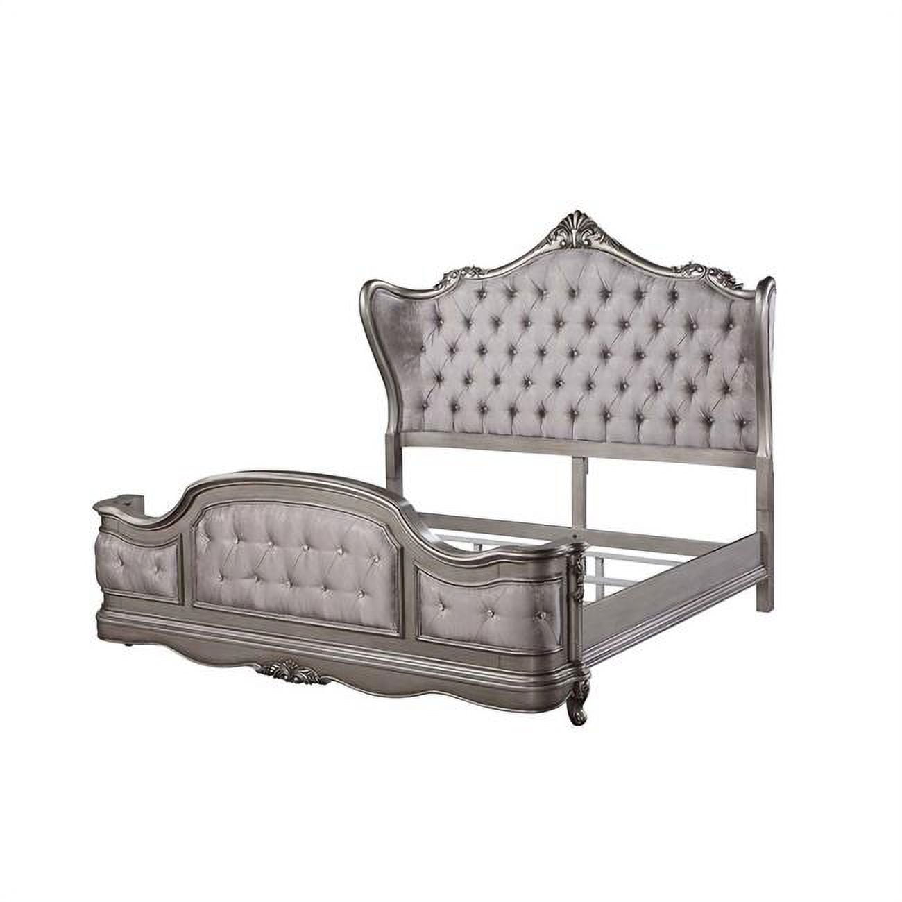 Picture of Acme Furniture BD00601CK 93 x 87 x 71 in. Ausonia Bed&#44; Velvet & Antique Platinum - California King Size