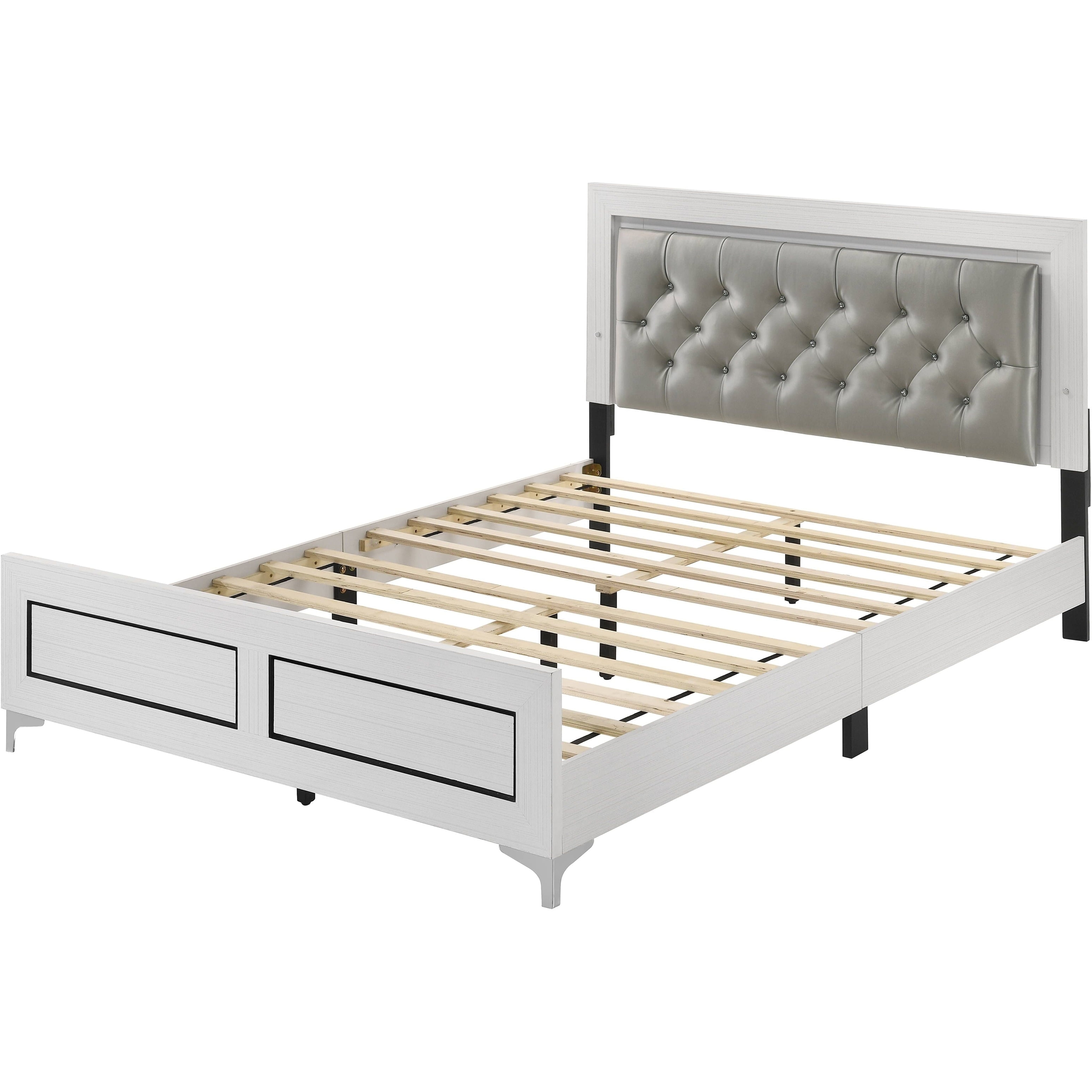 Acme Furniture BD00644Q 84 x 62 x 43 in. Casilda Bed with LED, Gray PU & White - Queen Size -  Acme Furniture Industry Inc