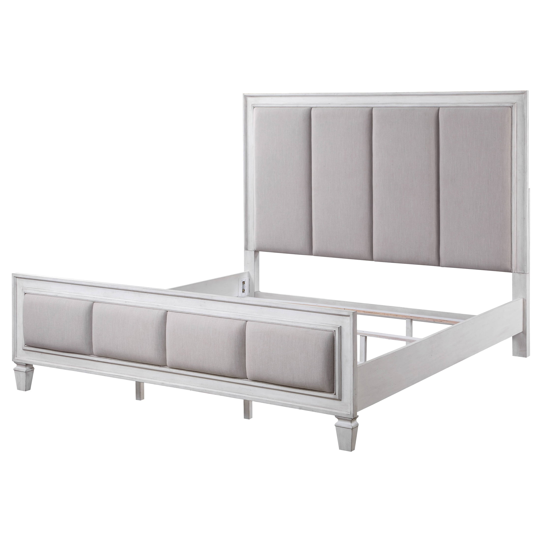 Picture of Acme Furniture BD00658CK 92 x 81 x 62 in. Katia Bed&#44; Gray Linen & White - California King Size