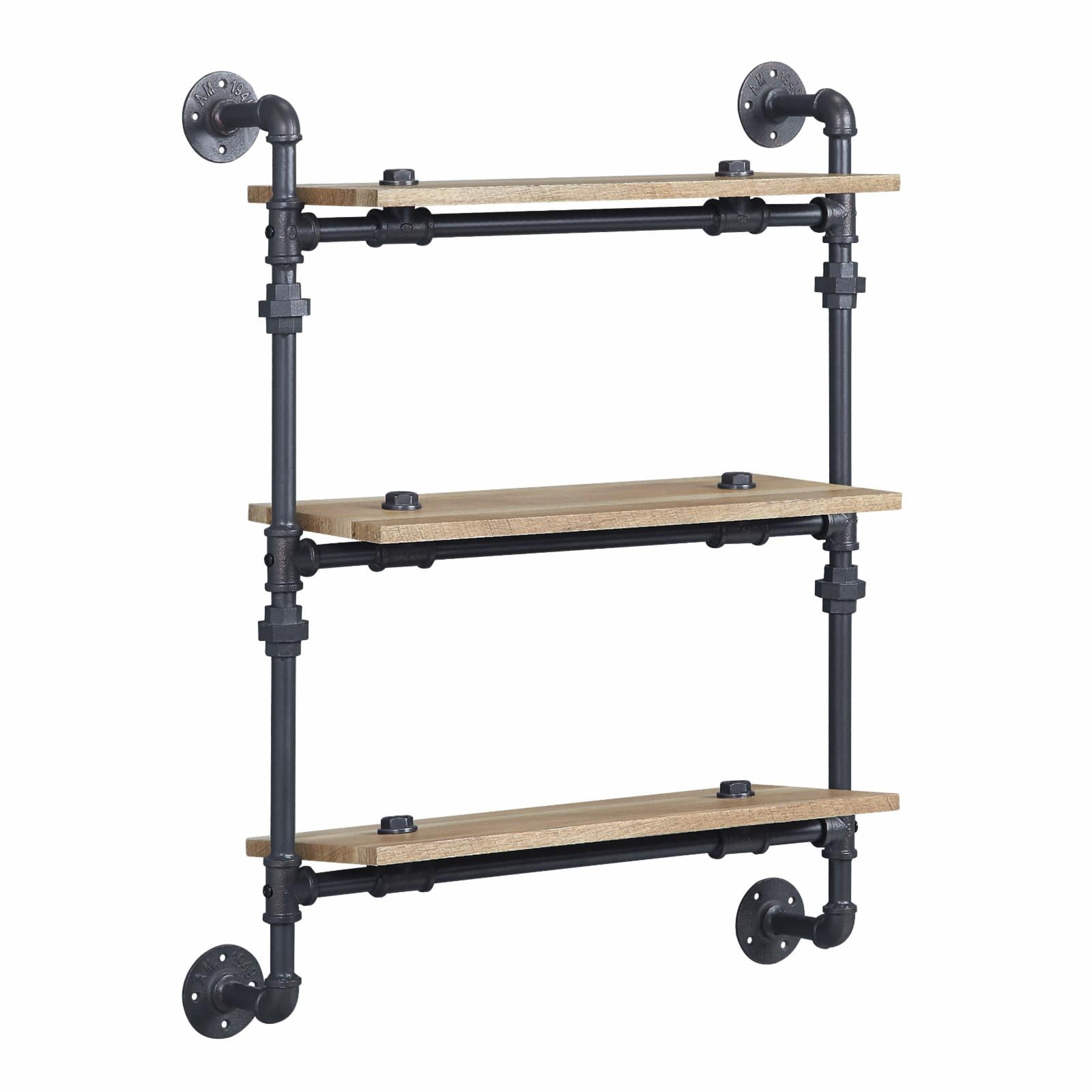Picture of Acme Furniture AC00736 28 x 9 x 35 in. Brantley Wall Rack with 3 Shelves&#44; Oak & Sandy Black