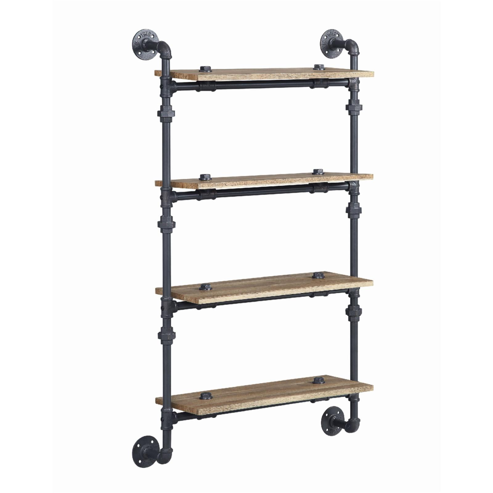 Picture of Acme Furniture AC00737 28 x 9 x 47 in. Brantley Wall Rack with 4 Shelves&#44; Oak & Sandy Black