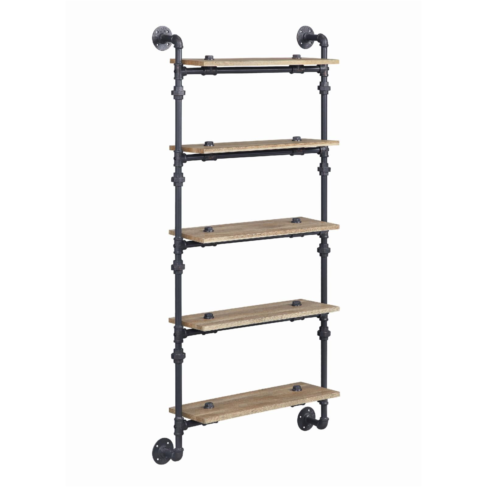 Picture of Acme Furniture AC00738 28 x 9 x 59 in. Brantley Wall Rack with 5 Shelves&#44; Oak & Sandy Black