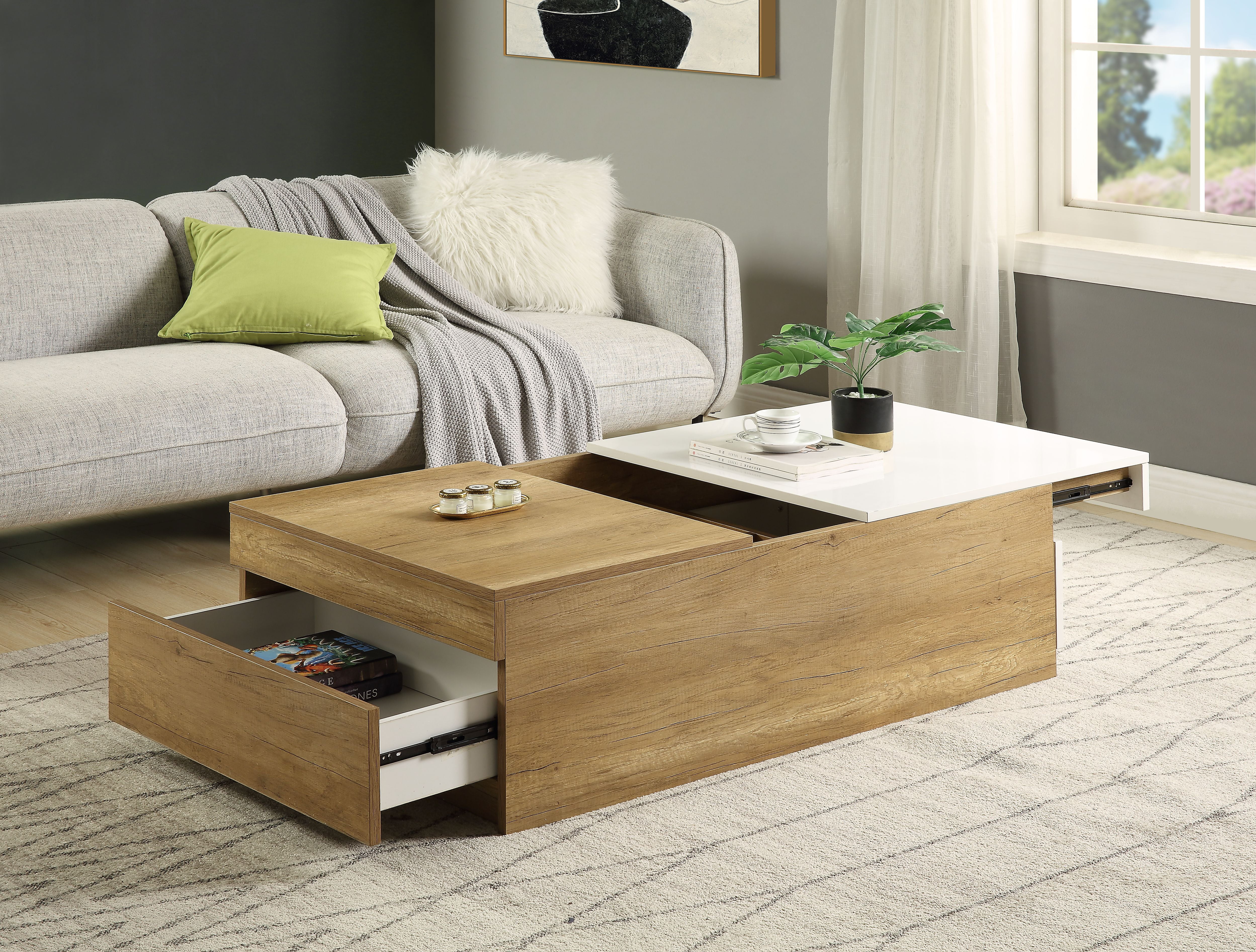 Picture of Acme Furniture LV00797 49 x 28 x 15 in. Aafje Coffee Table&#44; Oak & White