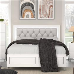 Picture of Acme Furniture BD00806EK 84 x 78 x 43 in. Casilda Eastern Bed with LED&#44; Gray PU & White - King Size
