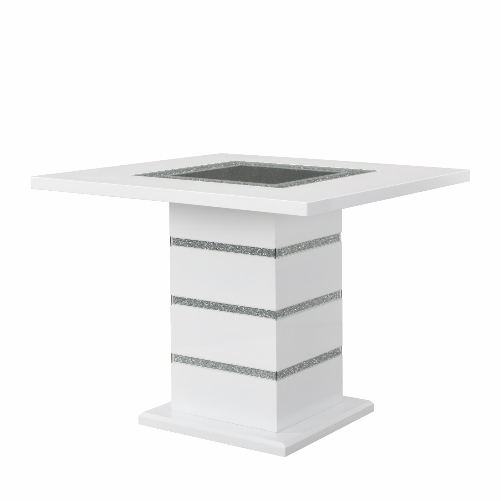 Picture of Acme Furniture DN00817 47 x 47 x 38 in. Elizaveta Counter Height Table&#44; Gray Velvet&#44; Faux Crystal Diamonds & White High Gloss
