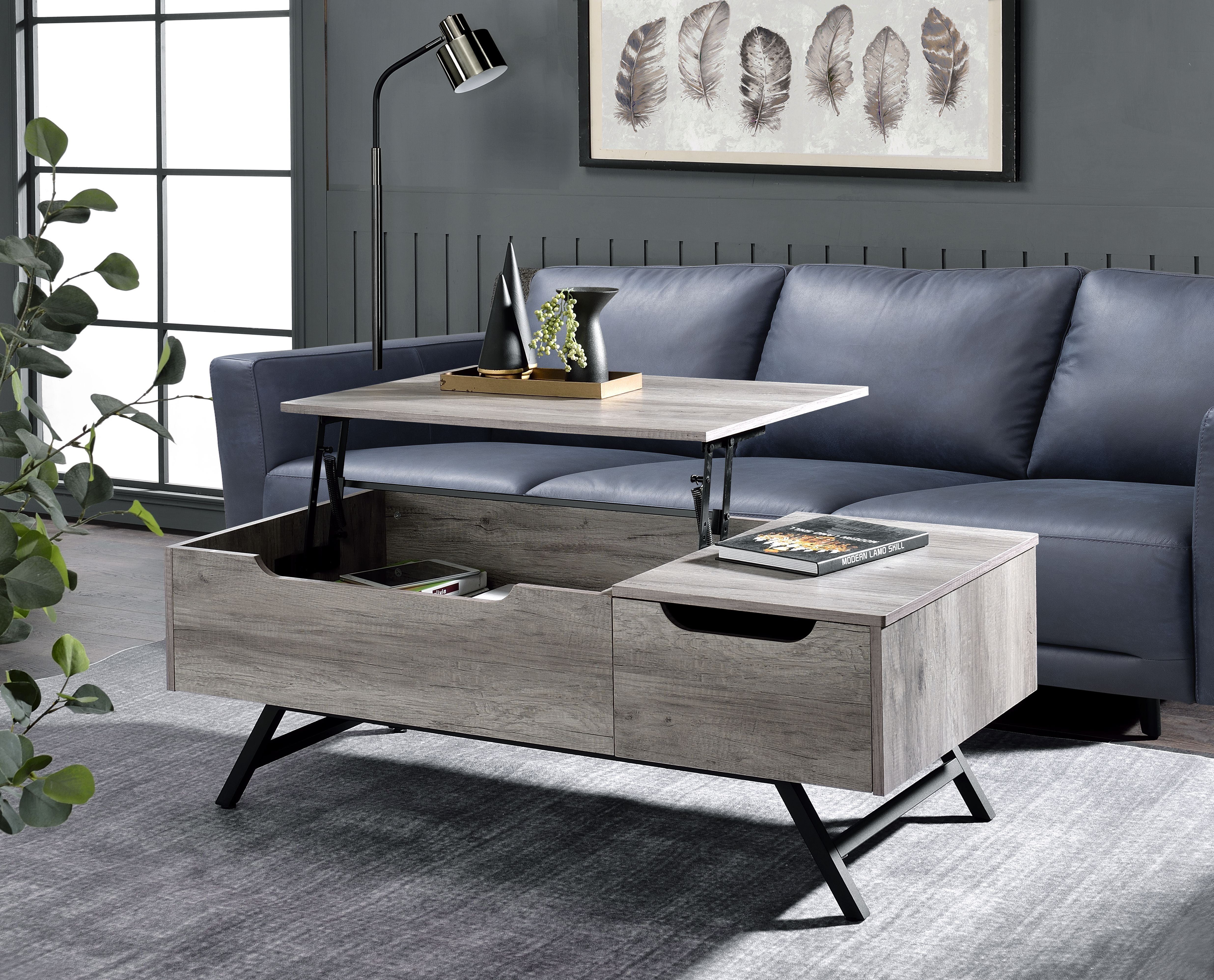 Picture of Acme Furniture LV00832 48 x 23 x 24 in. Throm Coffee Table with Lift Top, Gray Oak