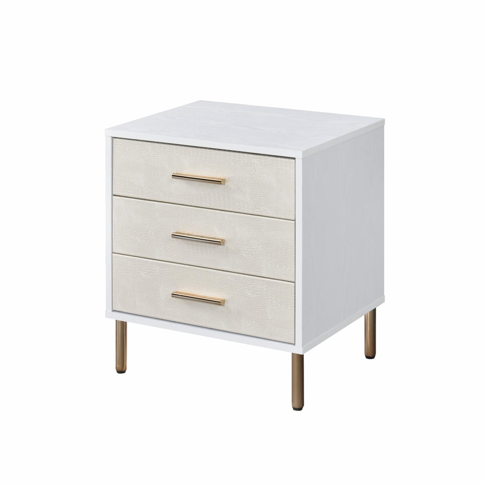 Picture of Acme Furniture AC00843 19 x 16 x 23 in. Myles Nightstand - White&#44; Champagne & Gold