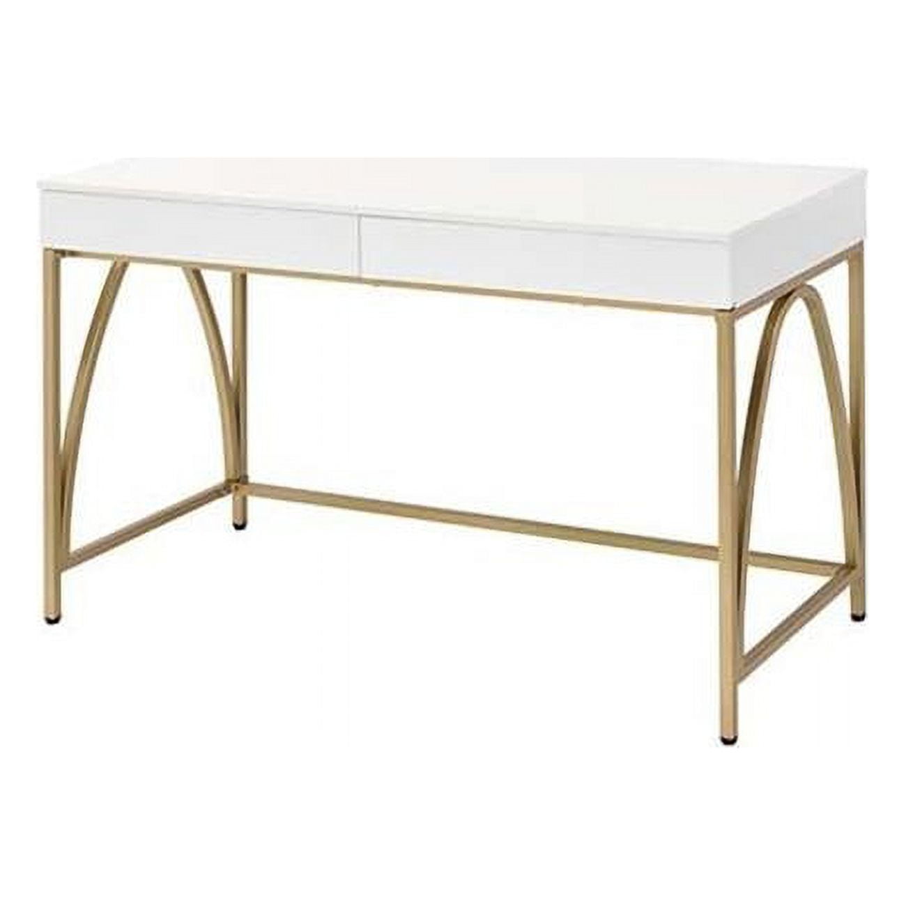 Picture of Acme Furniture AC00900 50 x 30 x 31 in. Lightmane Vanity Desk&#44; White High Gloss & Gold
