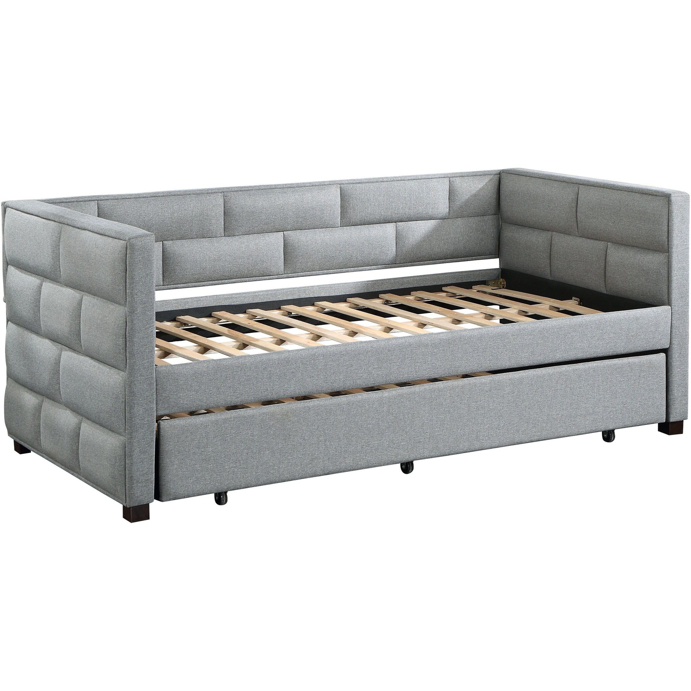 Picture of Acme Furniture BD00955 88 x 42 x 35 in. Ebbo Daybed & Trundle&#44; Gray Fabric - Twin Size
