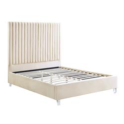 Picture of Acme Furniture BD00963Q 86 x 65 x 65 in. Edzia Bed, Beige Velvet - Queen Size