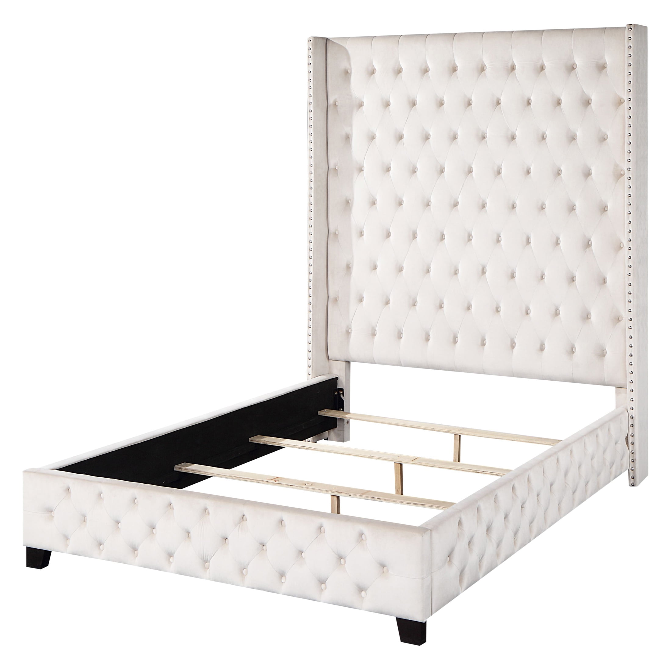 Picture of Acme Furniture BD00965Q 89 x 68 x 84 in. Fabrice Bed, Beige Velvet - Queen Size