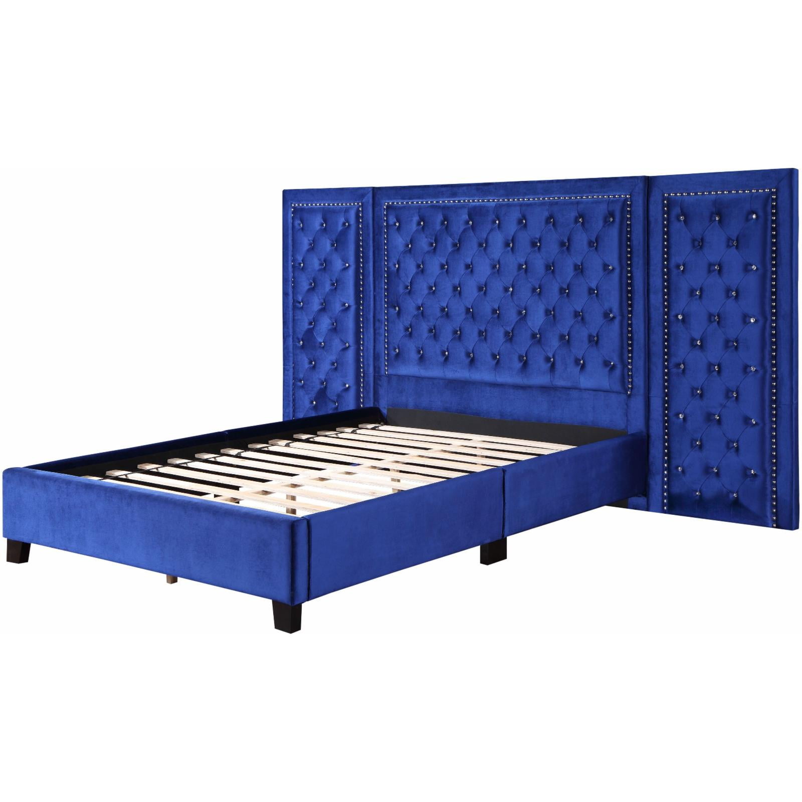 Picture of Acme Furniture BD00972EK 86 x 134 x 61 in. Damazy Eastern Bed, Blue Velvet - King Size