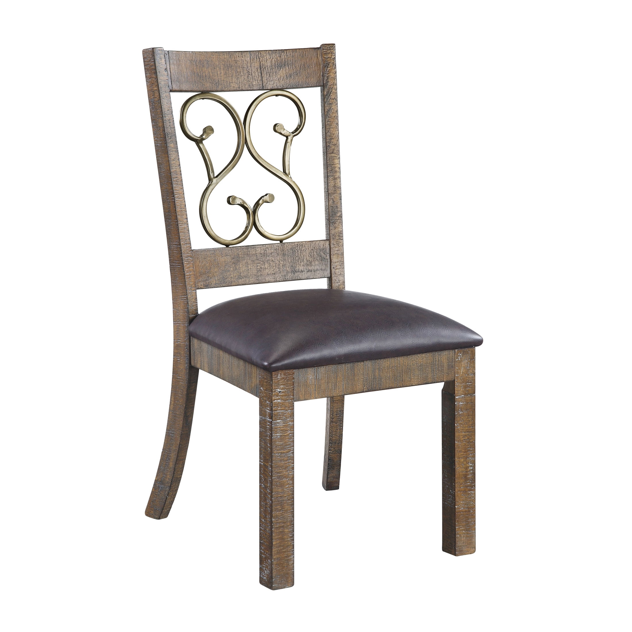 Picture of Acme Furniture DN00981 19 x 22 x 38 in. Raphaela Side Chair&#44; Black PU & Weathered Cherry - Set of 2