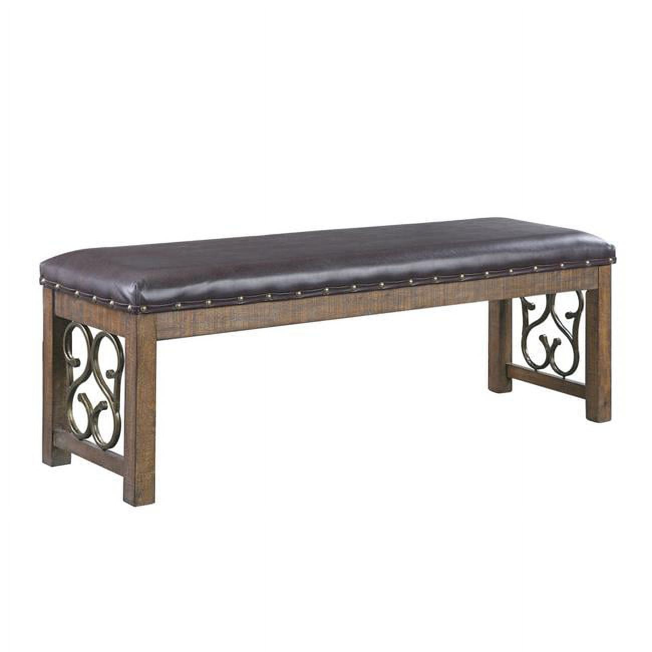 Picture of Acme Furniture DN00982 56 x 17 x 20 in. Raphaela Bench&#44; Black PU & Weathered Cherry