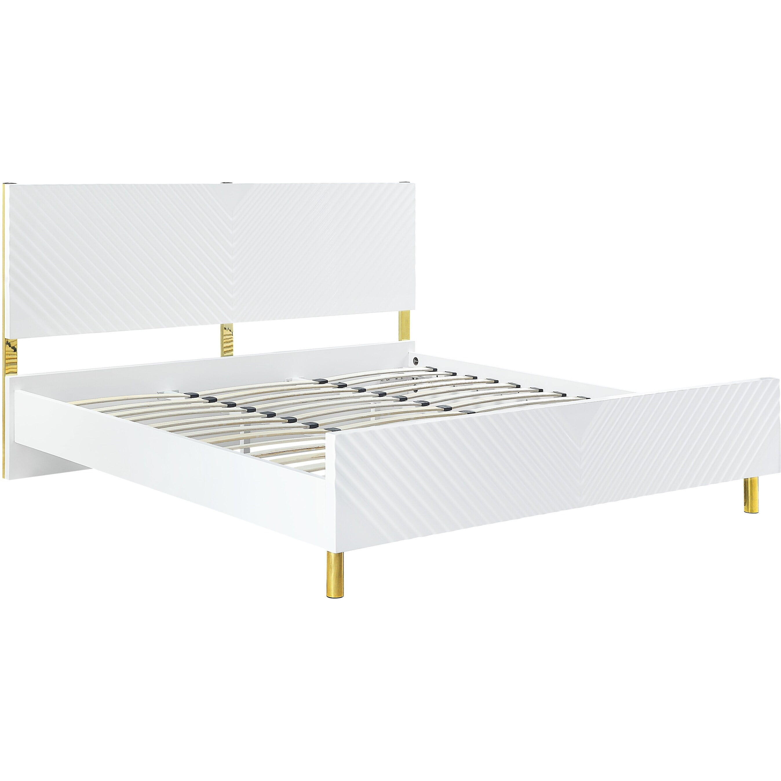 Picture of Acme Furniture BD01033EK 86 x 81 x 46 in. Gaines Eastern Bed, White High Gloss - King Size