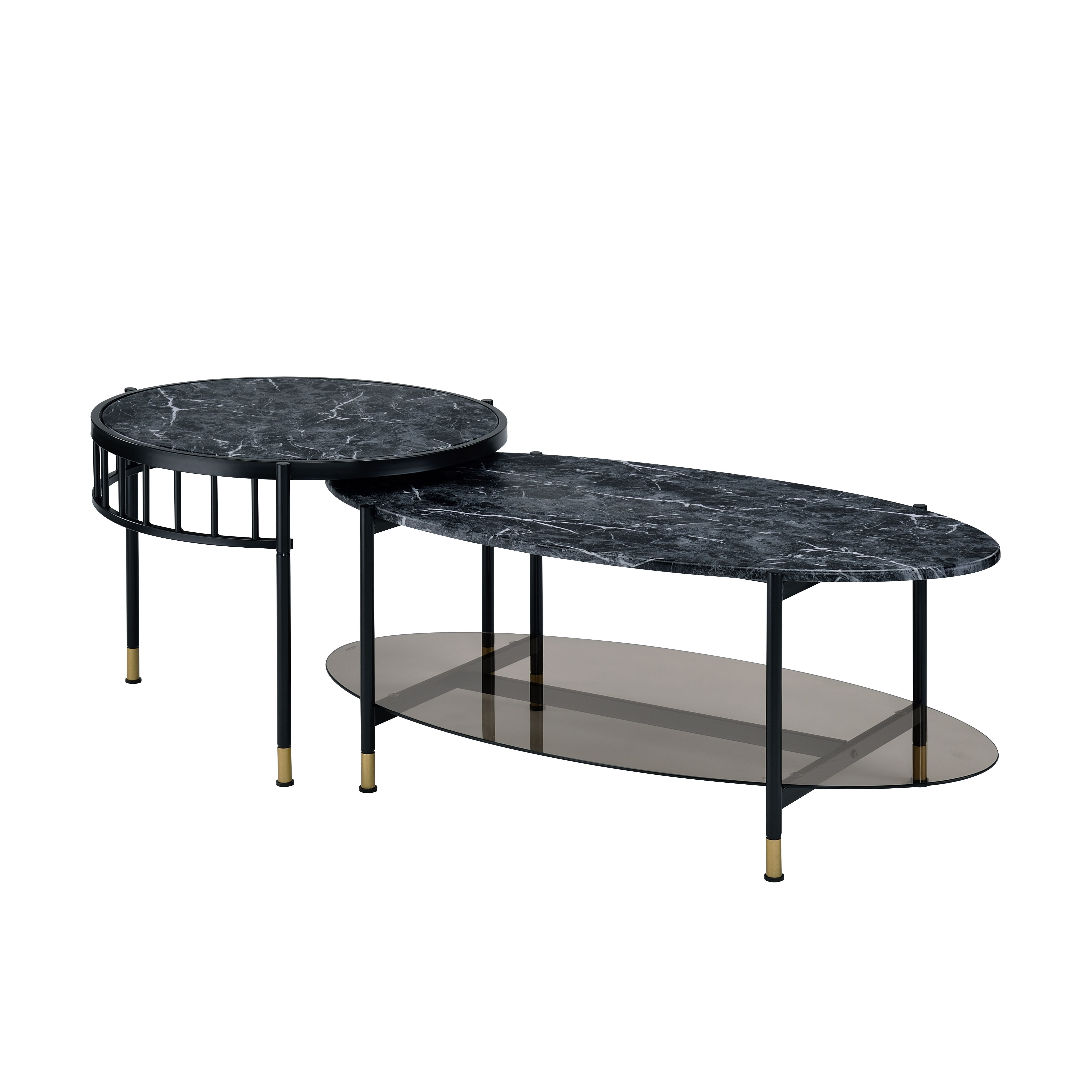 Picture of Acme Furniture LV01088 40 x 20 x 16 in. Silas Nesting Coffee Table&#44; Faux Marble Top & Black