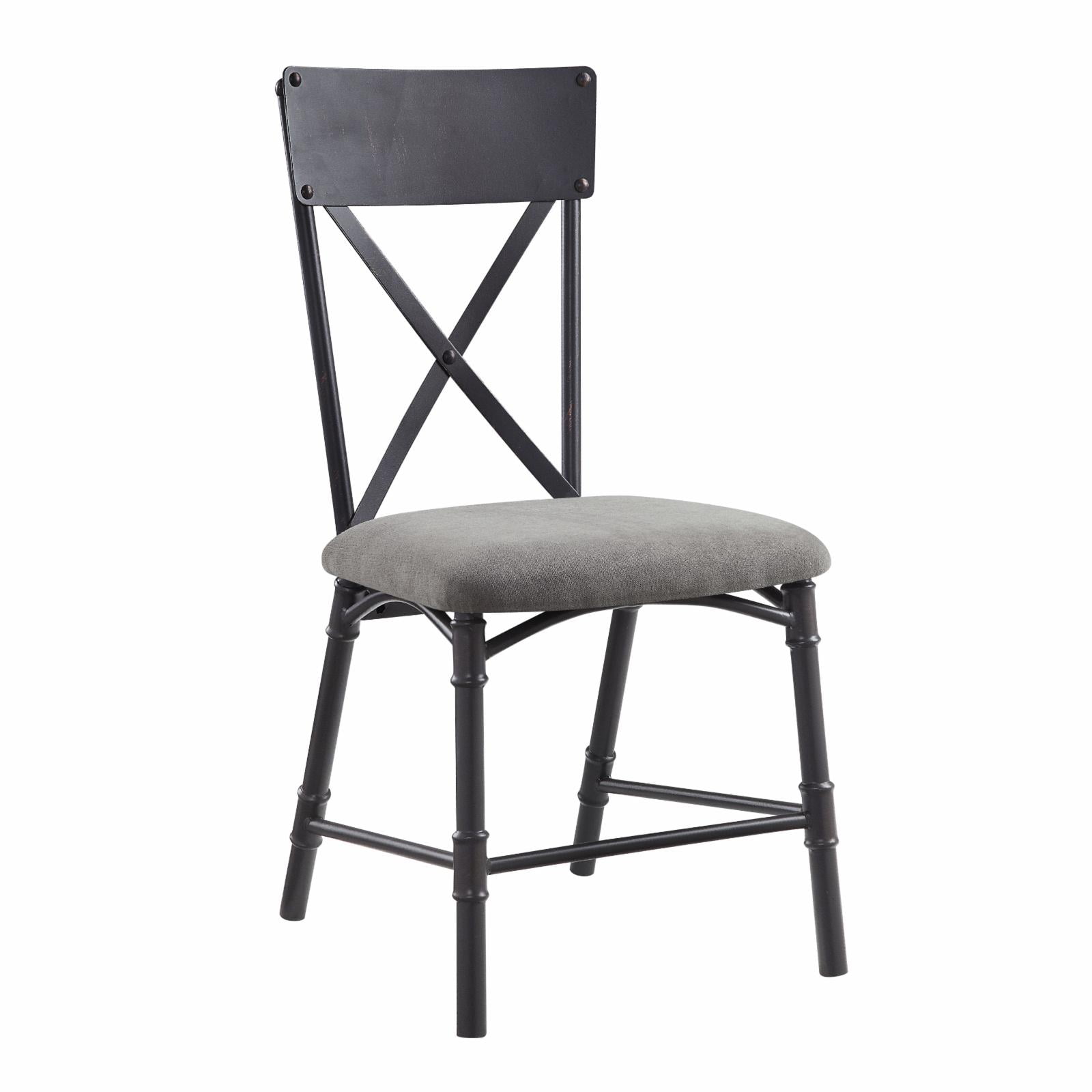 Picture of Acme Furniture DN01058 18 x 21 x 36 in. Edina Side Chair&#44; Gray Fabric&#44; Oak & Sandy Black - Set of 2