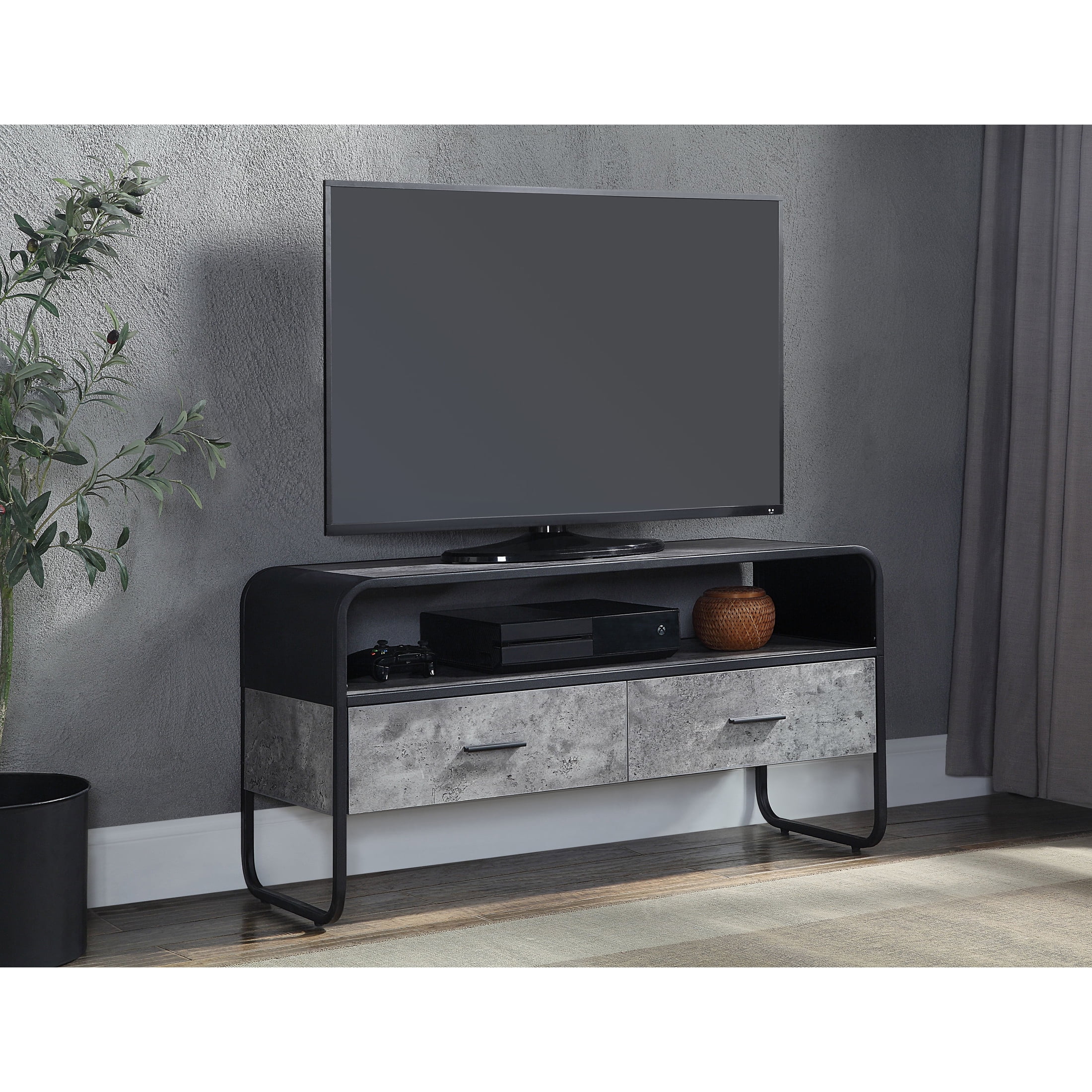 Picture of Acme Furniture LV01143 39 x 14 x 22 in. Raziela TV Stand&#44; Concrete Gray & Black