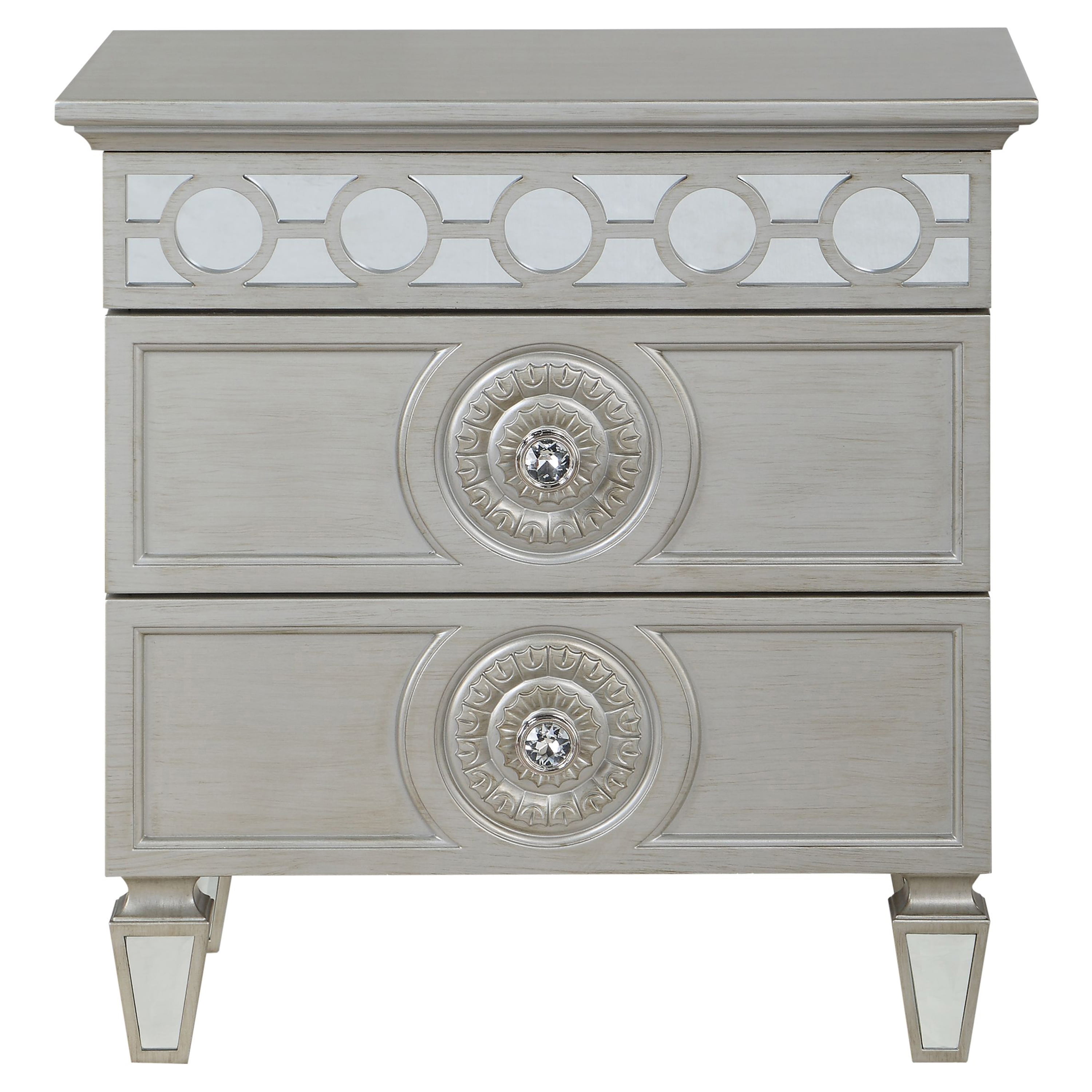 Picture of Acme Furniture BD01280 26 x 17 x 27 in. Varian Nightstand&#44; Silver & Mirrored