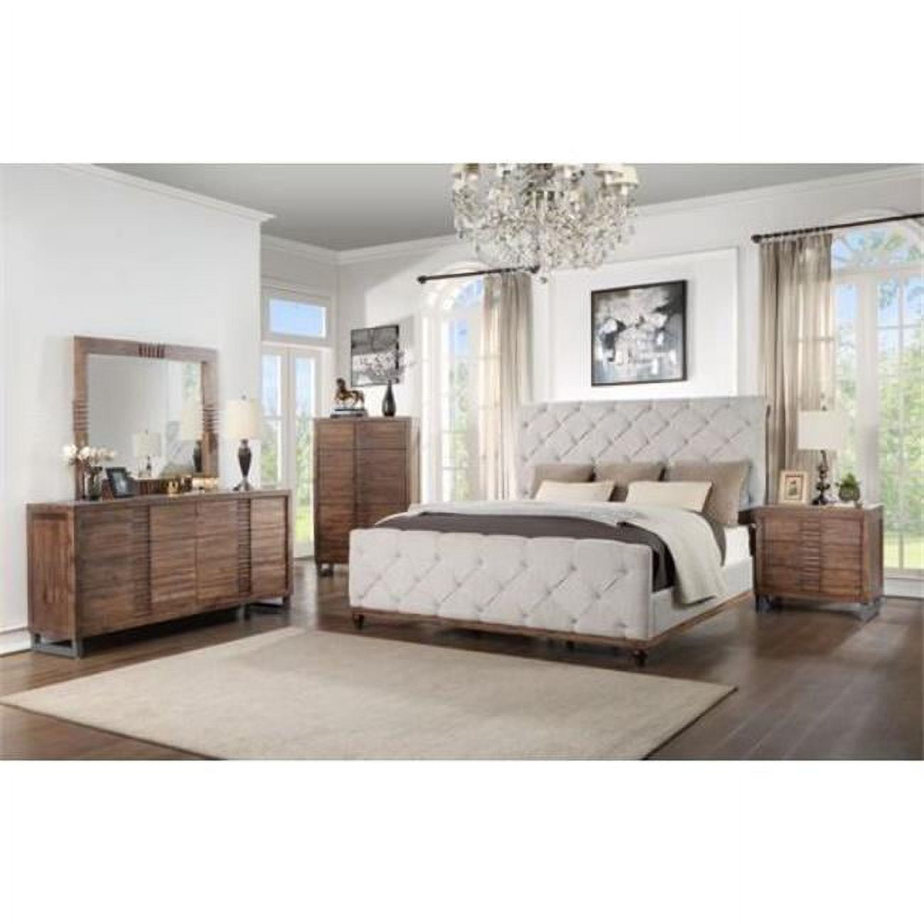 Picture of Acme Furniture BD01290EK 90 x 80 x 57 in. Andria Eastern Bed&#44; Reclaimed Oak - King Size