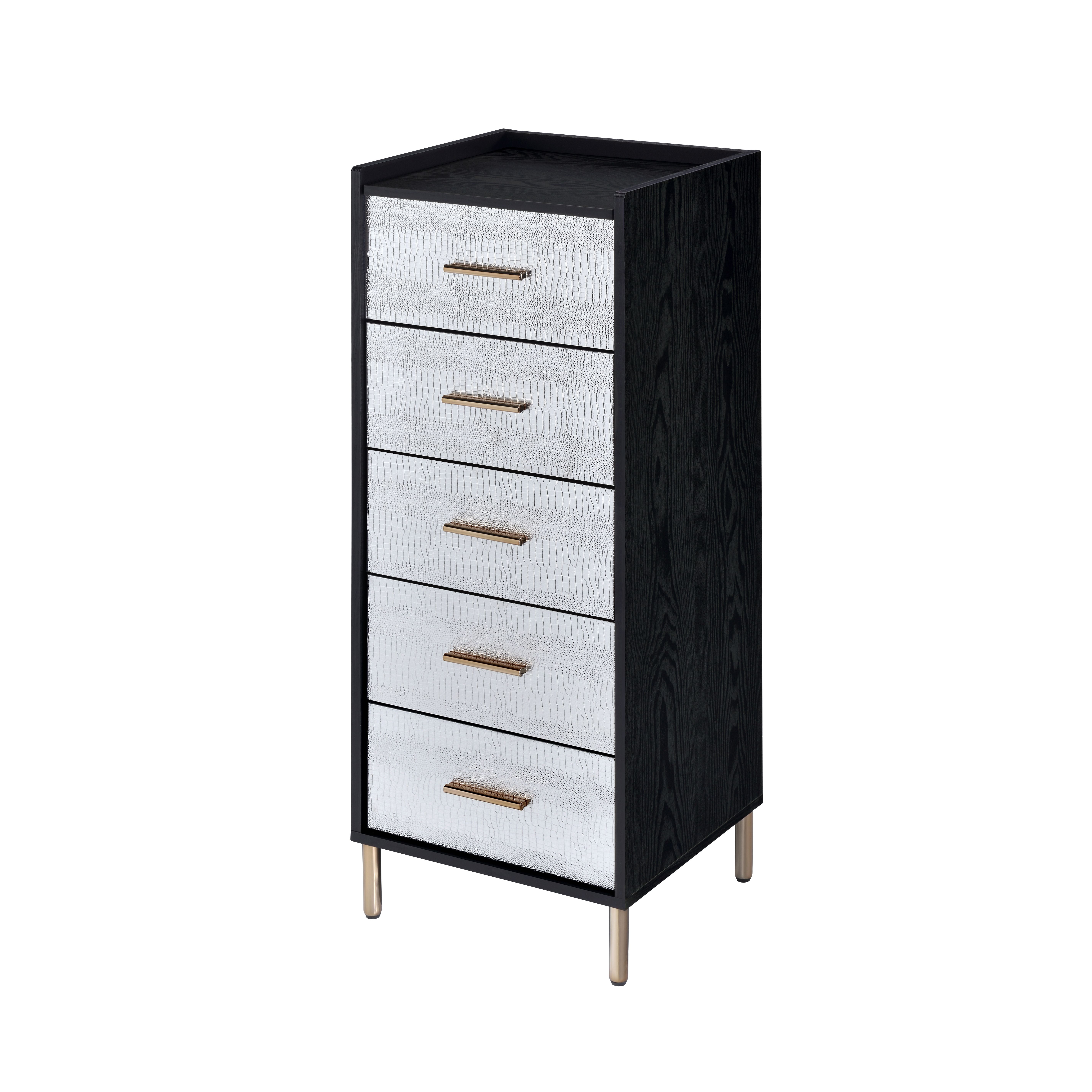 Picture of Acme Furniture AC01167 17 x 16 x 45 in. Myles Jewelry Armoire - Black&#44; Silver & Gold