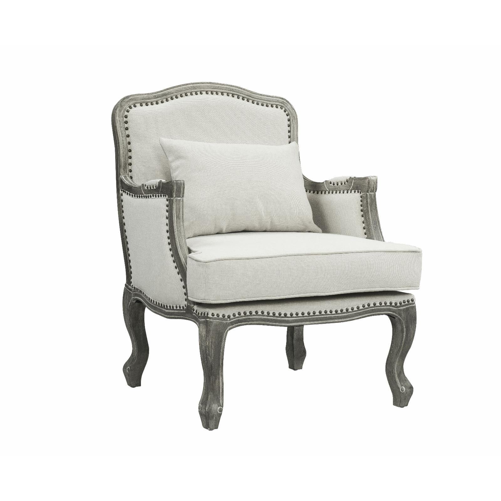 Picture of Acme Furniture LV01132 29 x 30 x 39 in. Tania Accent Chair with Pillow&#44; Cream Linen & Brown