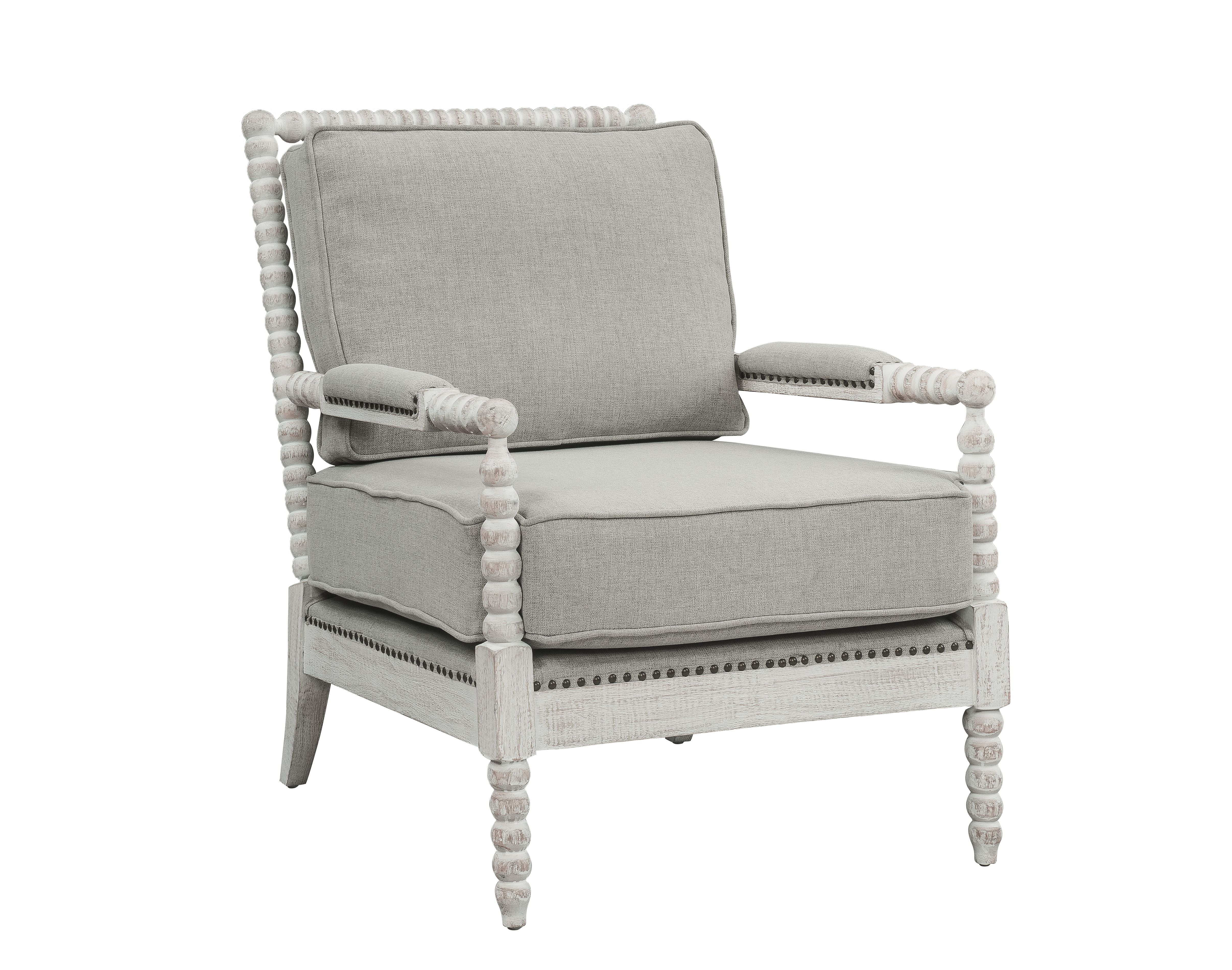 Picture of Acme Furniture AC01164 35 x 28 x 39 in. Saraid Accent Chair&#44; Gray Linen & Light Oak
