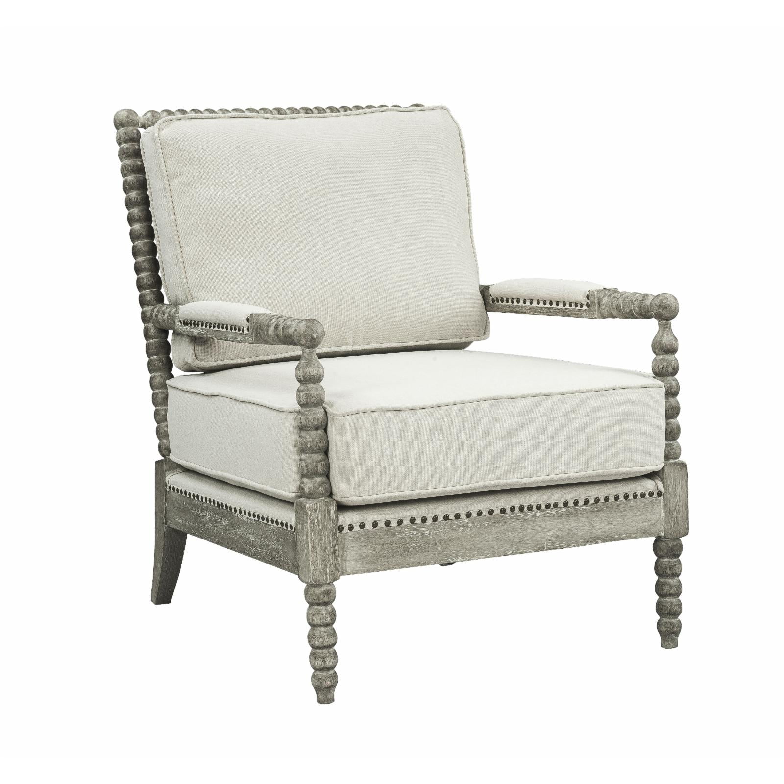 Picture of Acme Furniture AC01165 35 x 28 x 39 in. Saraid Accent Chair&#44; Beige Linen & Gray Oak
