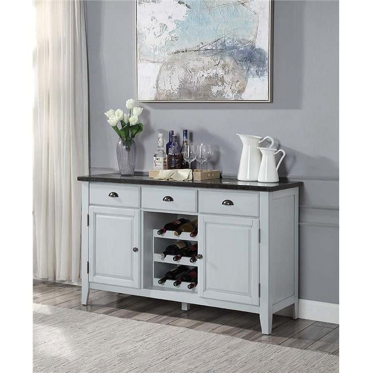 Picture of Acme Furniture DN01453 56 x 18 x 34 in. Lanton Server with Marble Top&#44; Marble & Antique White